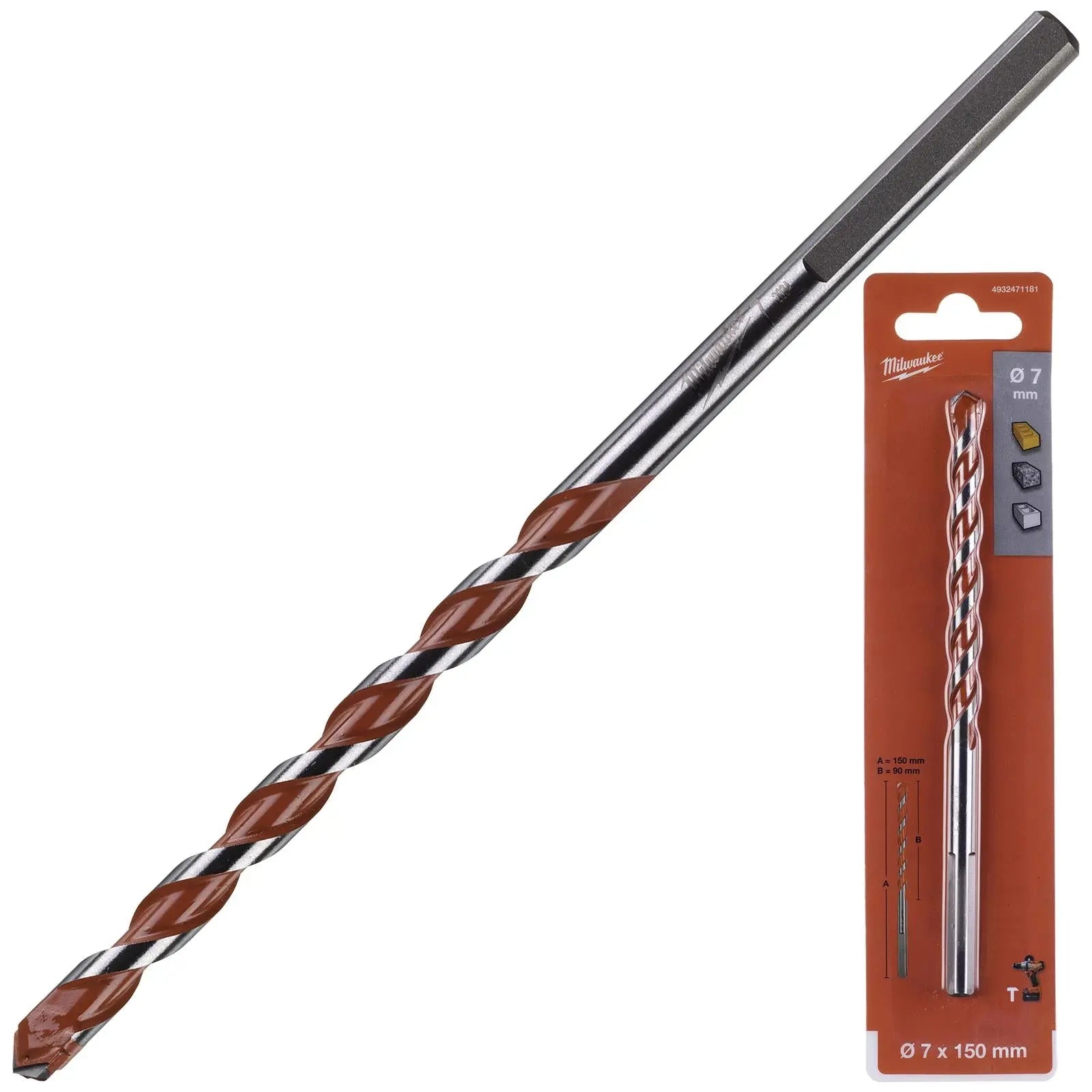 Milwaukee Premium Concrete Masonry Drill Bits 3 Flat Shank Hammer and Rotary 