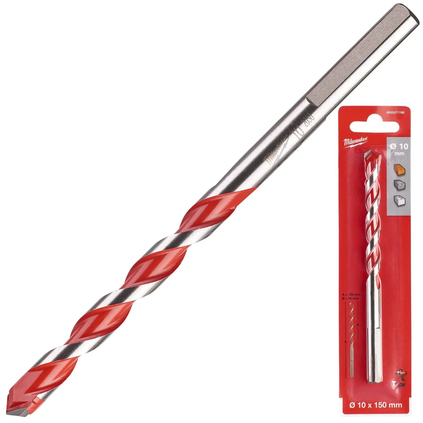 Milwaukee Premium Concrete Masonry Drill Bits 3 Flat Shank Hammer and Rotary 