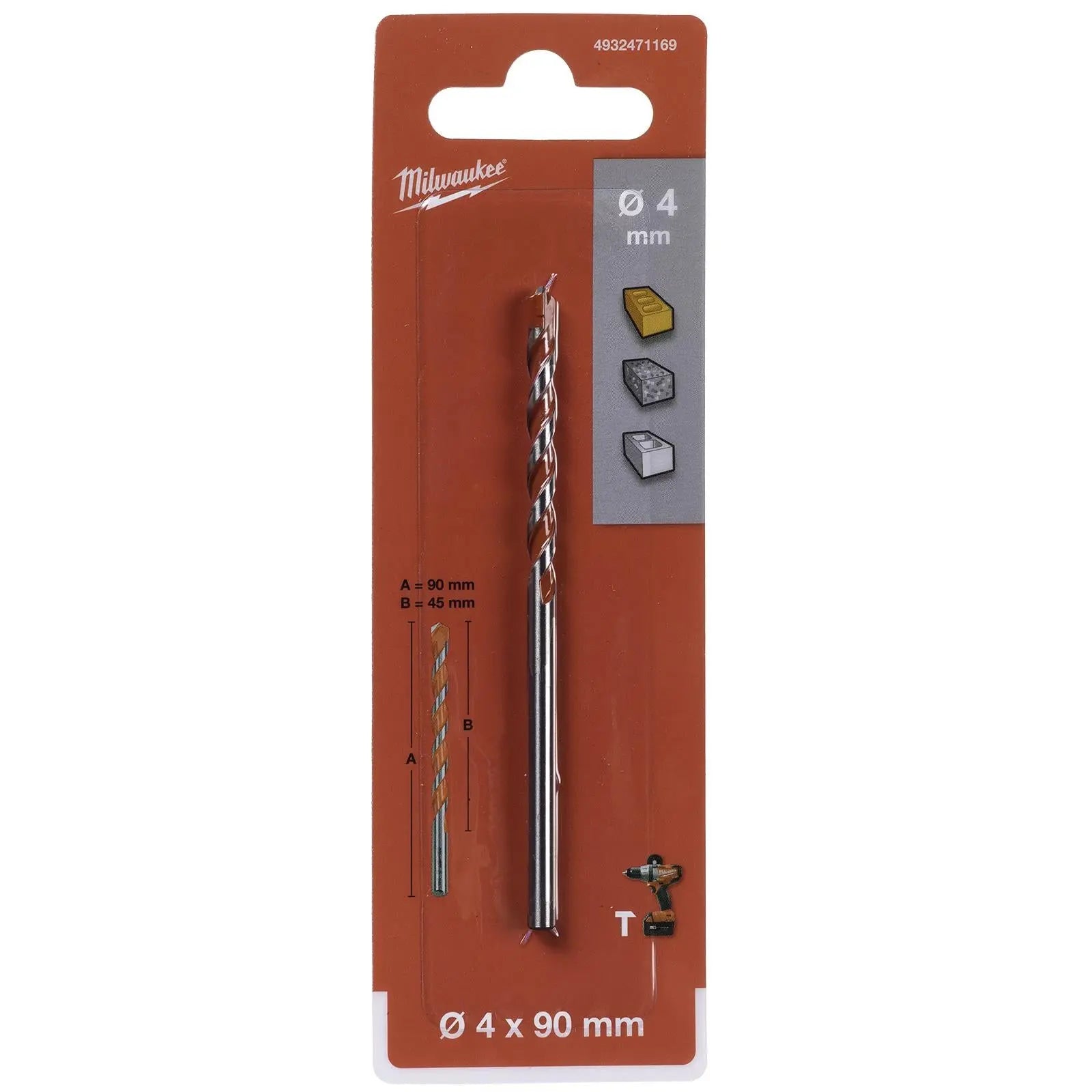 Milwaukee Premium Concrete Masonry Drill Bits 3 Flat Shank Hammer and Rotary 