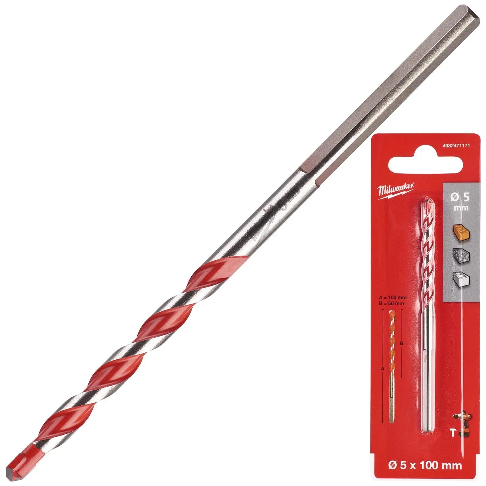 Milwaukee Premium Concrete Masonry Drill Bits 3 Flat Shank Hammer and Rotary 