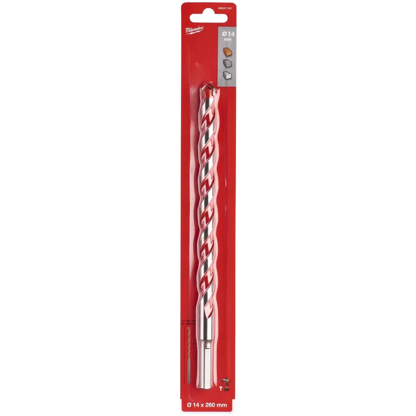 Milwaukee Premium Concrete Masonry Drill Bits 3 Flat Shank Hammer and Rotary 