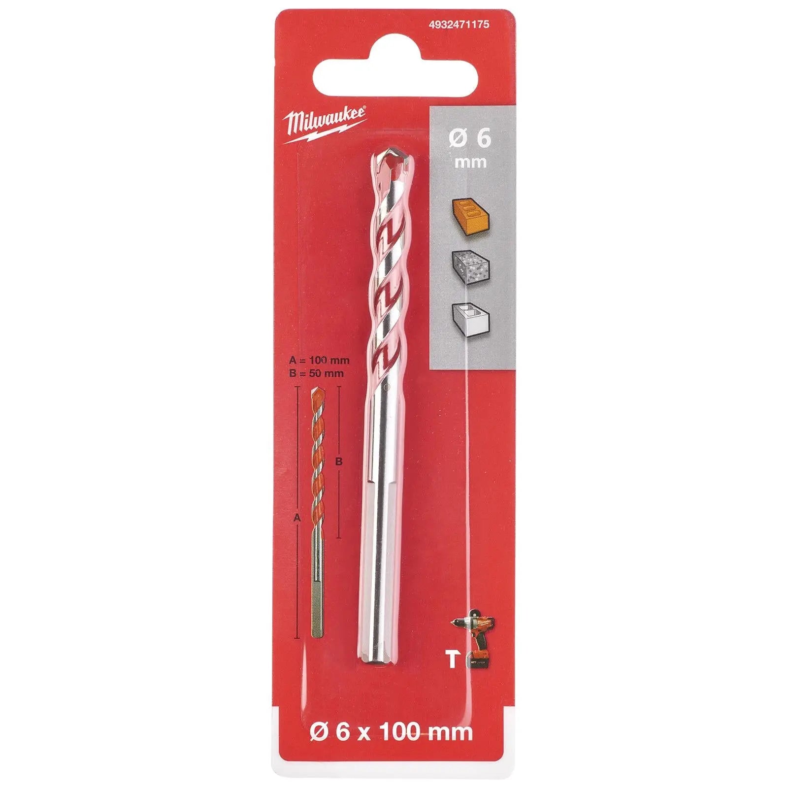 Milwaukee Premium Concrete Masonry Drill Bits 3 Flat Shank Hammer and Rotary 