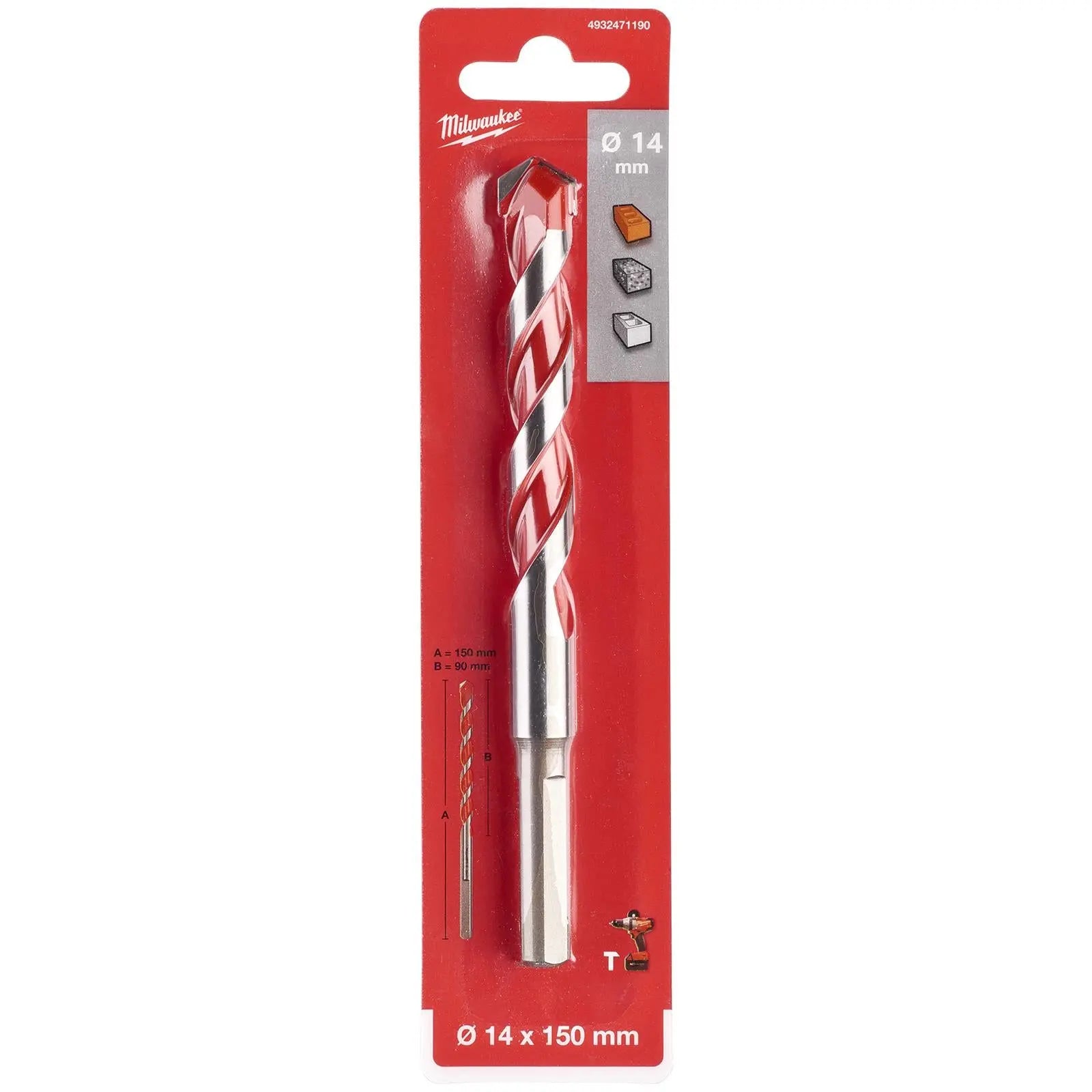 Milwaukee Premium Concrete Masonry Drill Bits 3 Flat Shank Hammer and Rotary 