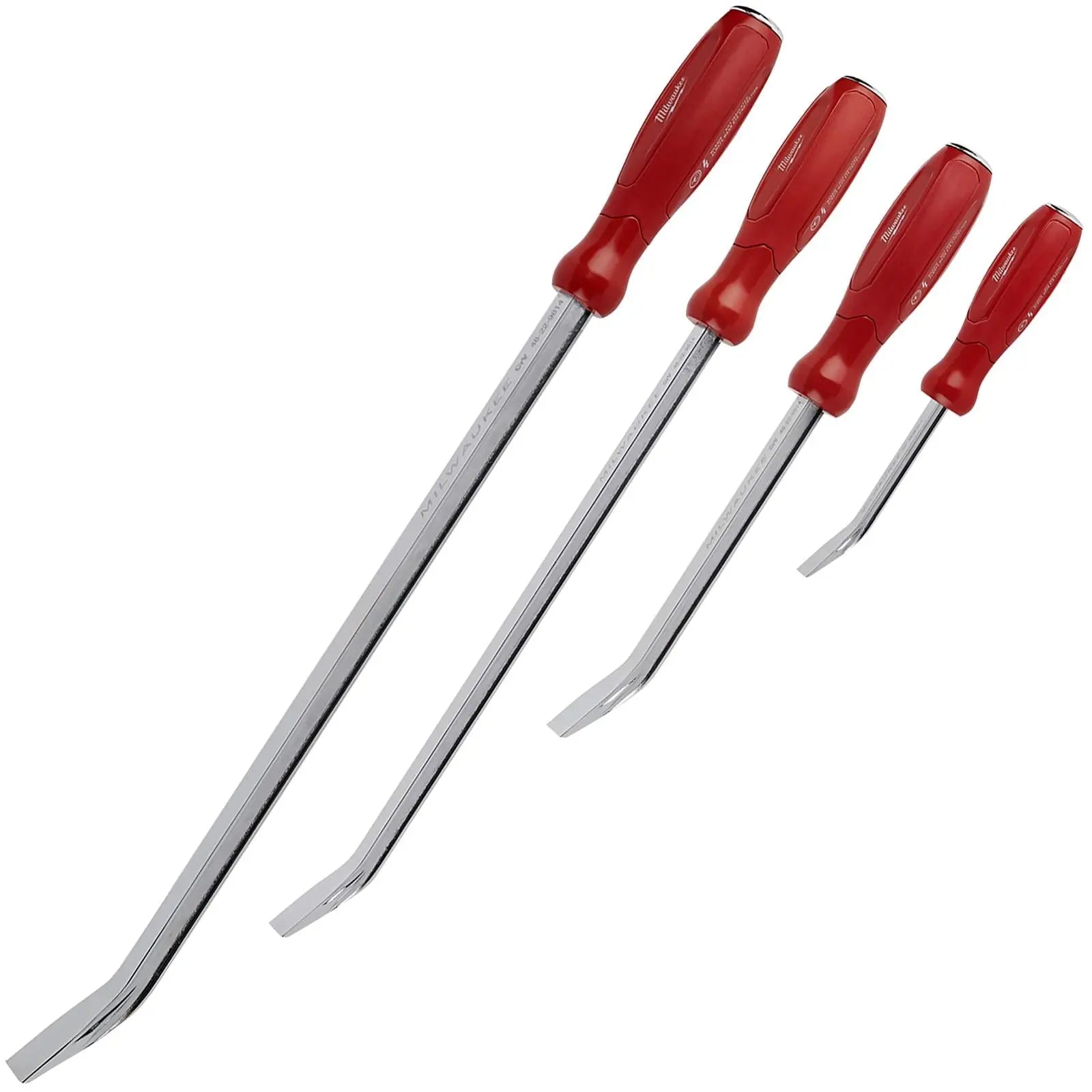 Milwaukee Pry Bar Set 4 Piece 200mm-600mm Hammer-Ready Strike Cap Tri-Lobe 