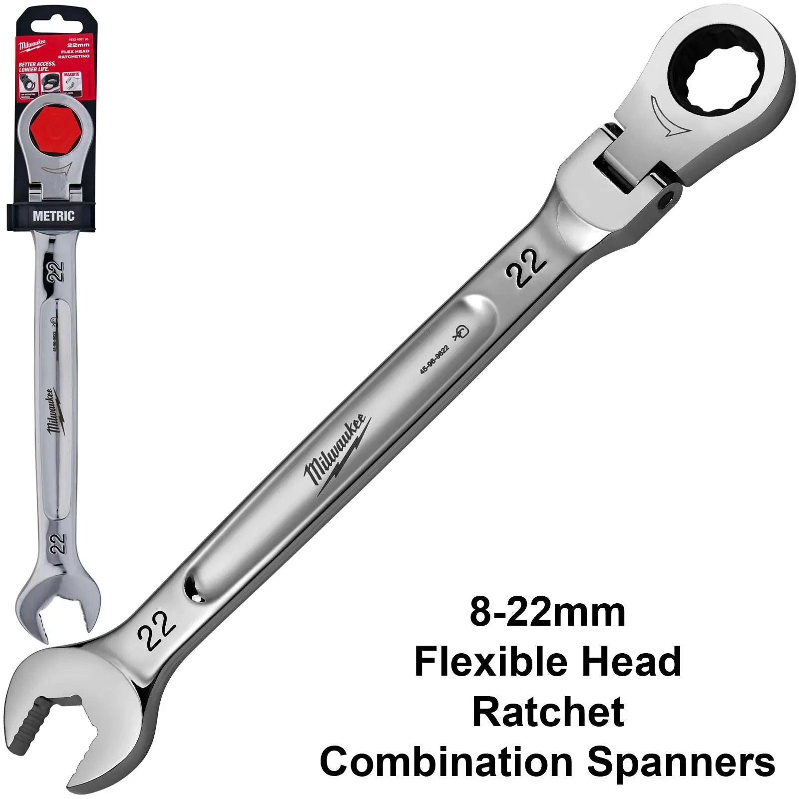 Milwaukee Ratchet Combination Spanner MAX BITE Flexible Head 