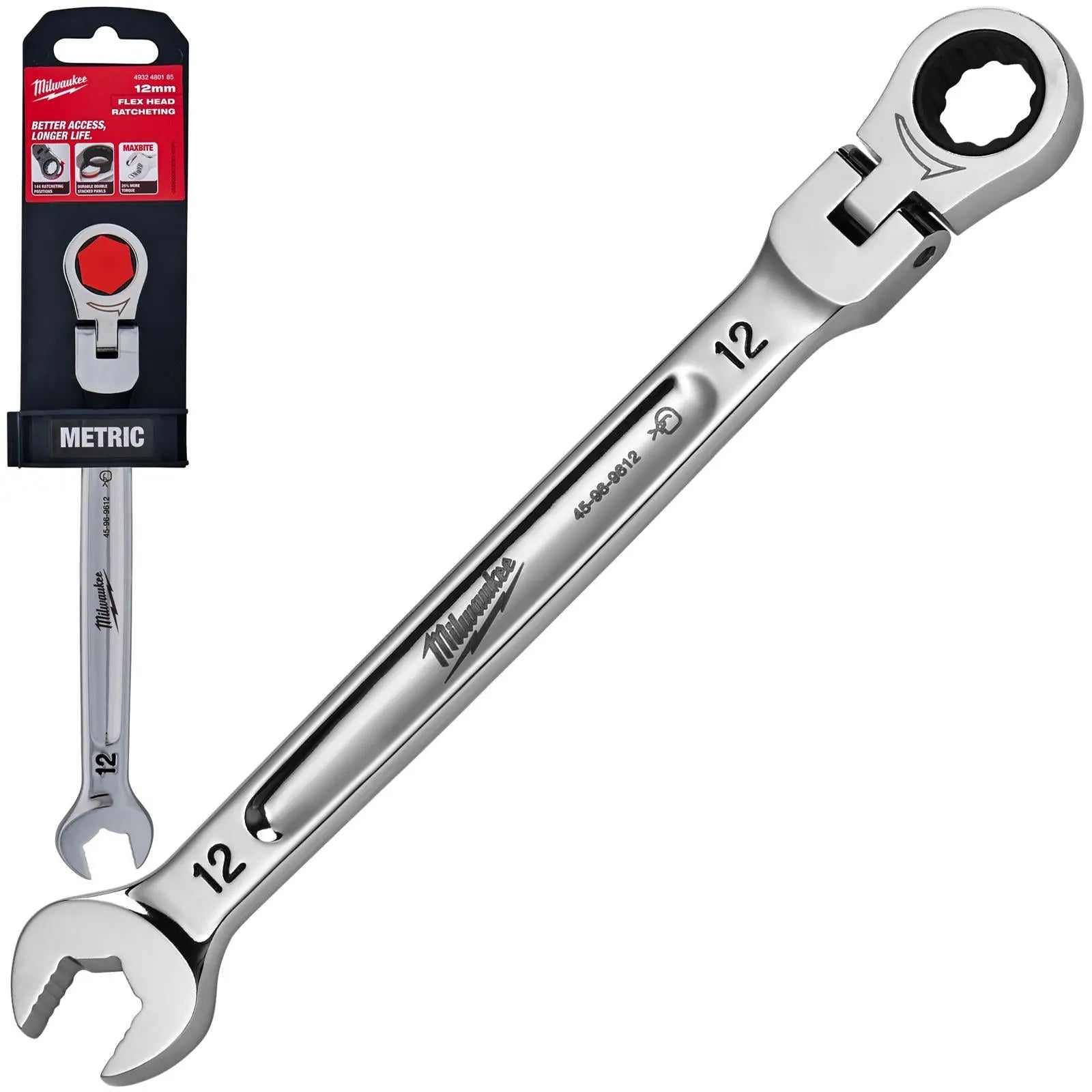 Milwaukee Ratchet Combination Spanner MAX BITE Flexible Head 