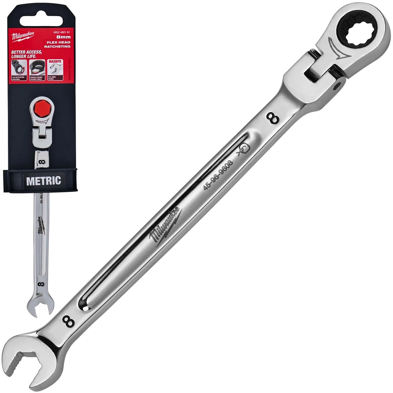 Milwaukee Ratchet Combination Spanner MAX BITE Flexible Head 