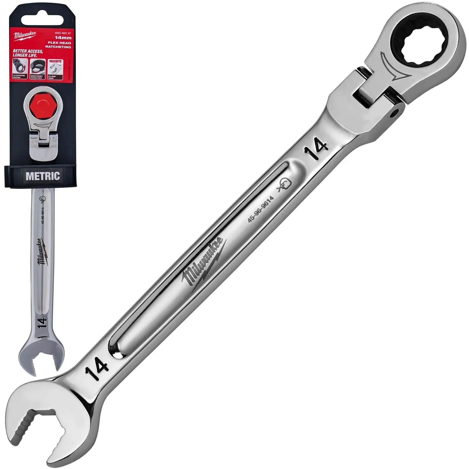 Milwaukee Ratchet Combination Spanner MAX BITE Flexible Head 