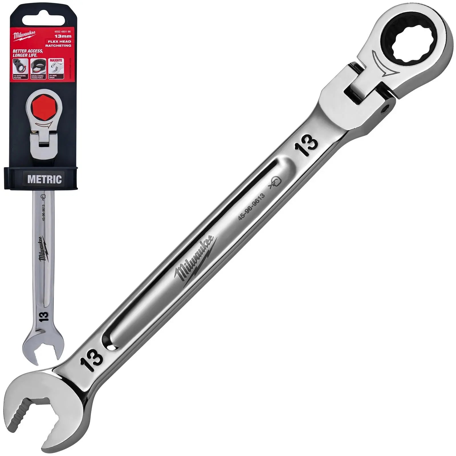 Milwaukee Ratchet Combination Spanner MAX BITE Flexible Head 