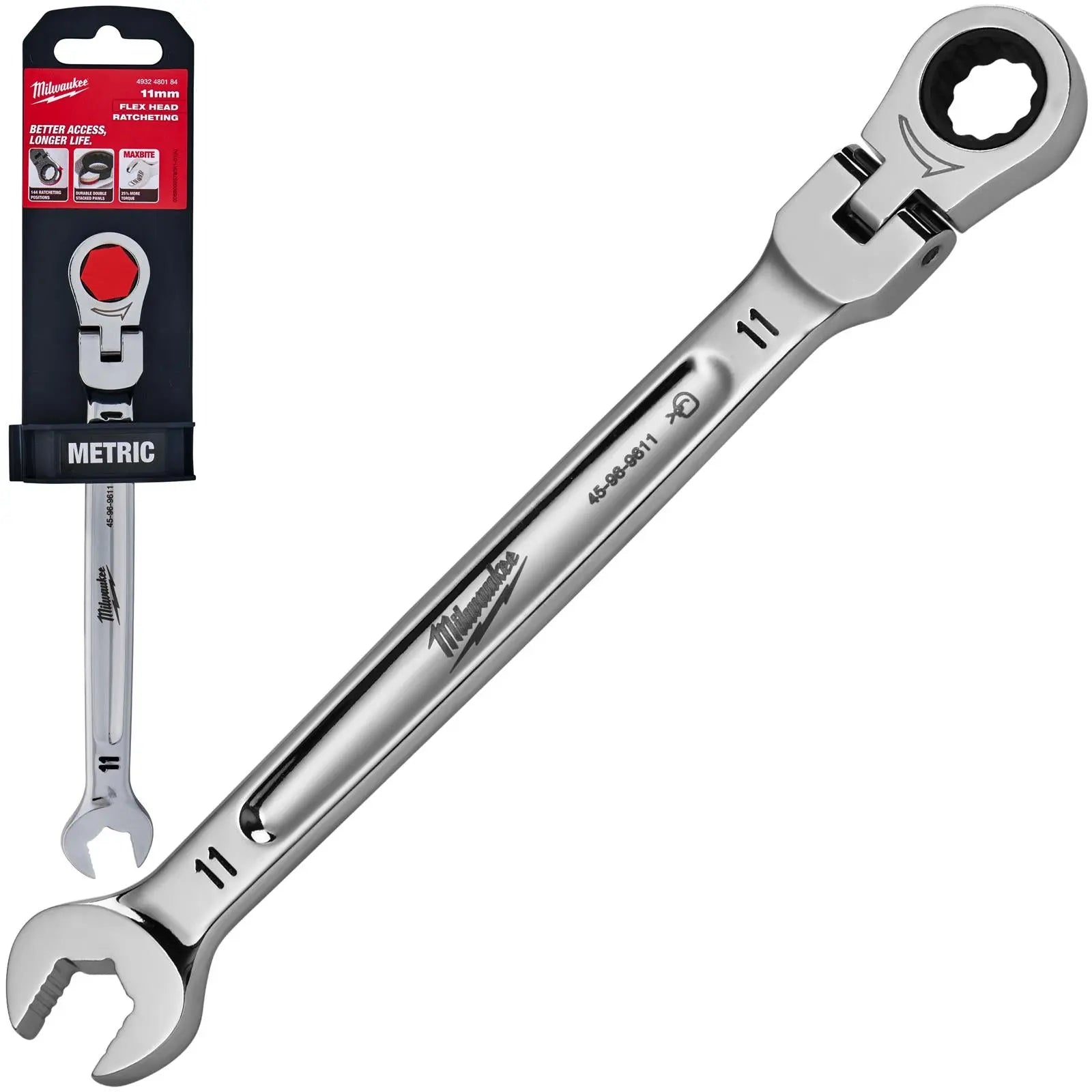 Milwaukee Ratchet Combination Spanner MAX BITE Flexible Head 