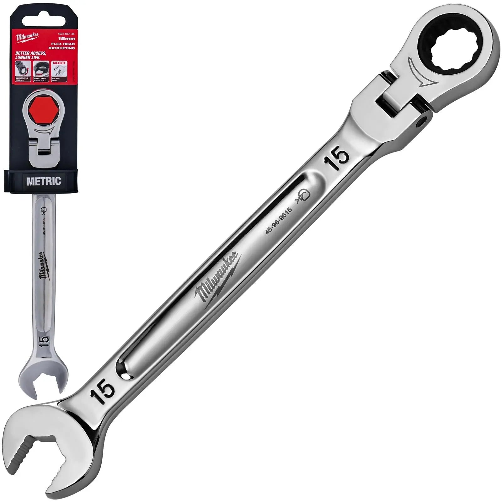 Milwaukee Ratchet Combination Spanner MAX BITE Flexible Head 