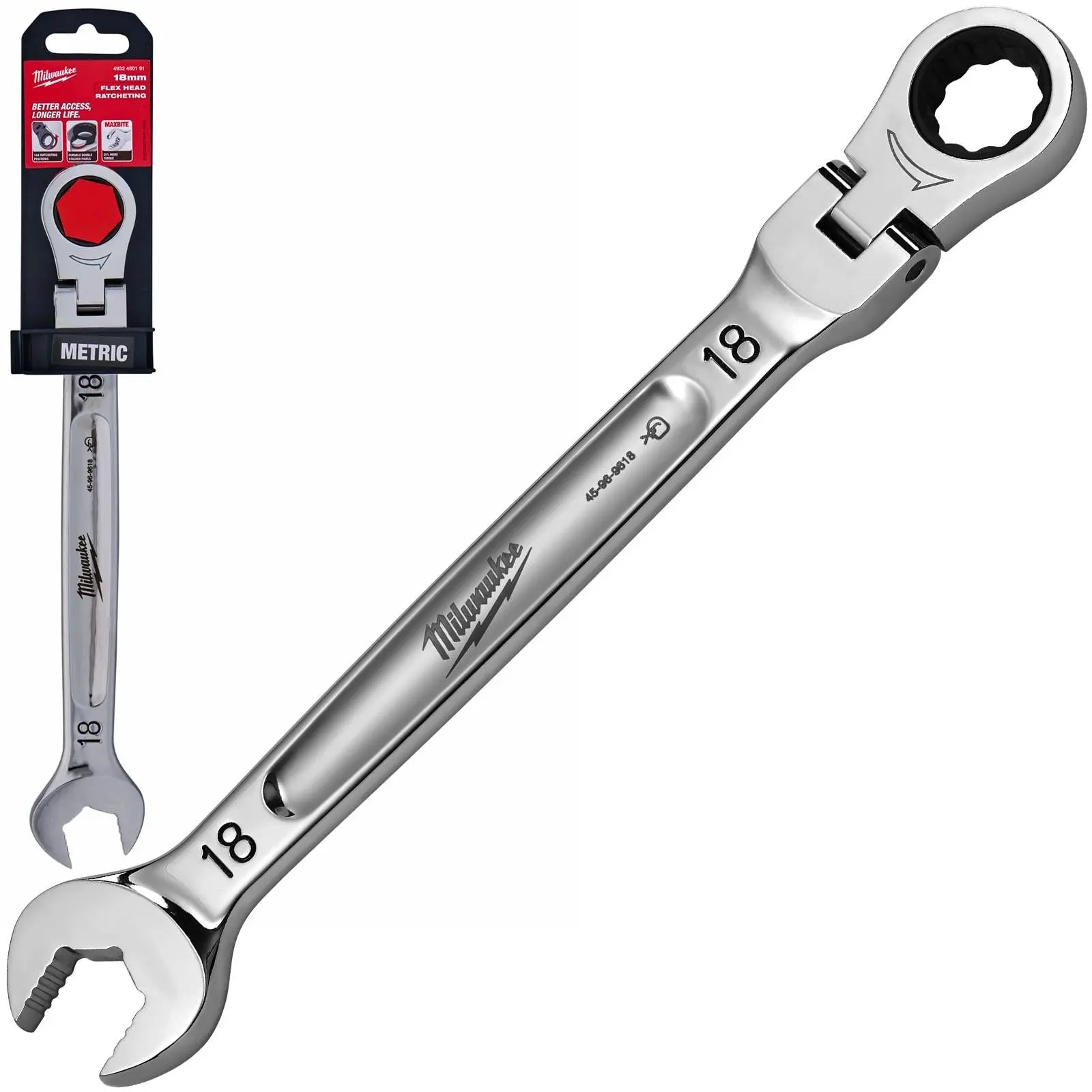 Milwaukee Ratchet Combination Spanner MAX BITE Flexible Head 