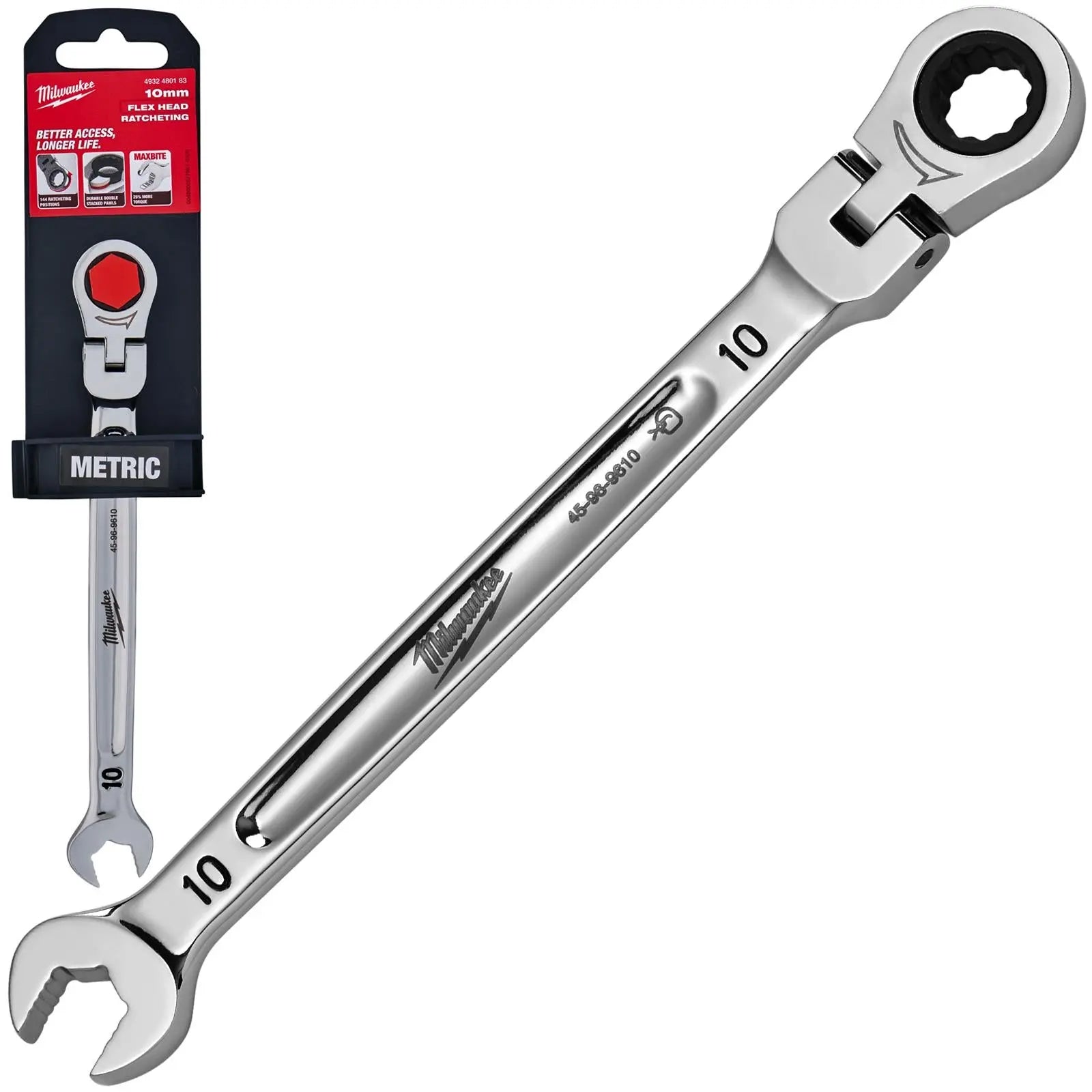 Milwaukee Ratchet Combination Spanner MAX BITE Flexible Head 