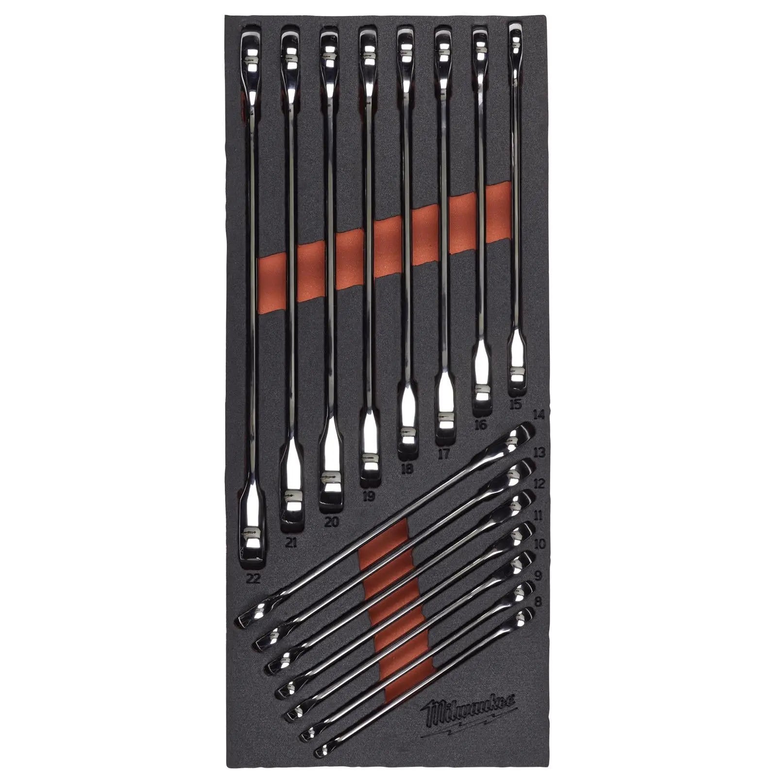 Milwaukee Ratchet Combination Spanner Set Fixed Head MAX BITE 15 Piece in Foam Insert 
