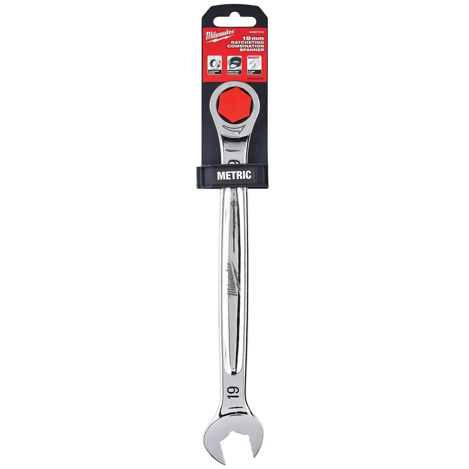 Milwaukee Ratchet Combination Spanners MAX BITE Fixed Head Open End Ring - Choose Size  White Rose Tools