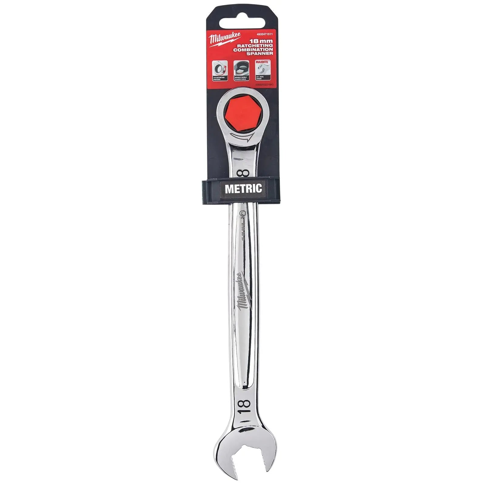 Milwaukee Ratchet Combination Spanners MAX BITE Fixed Head Open End Ring - Choose Size  White Rose Tools