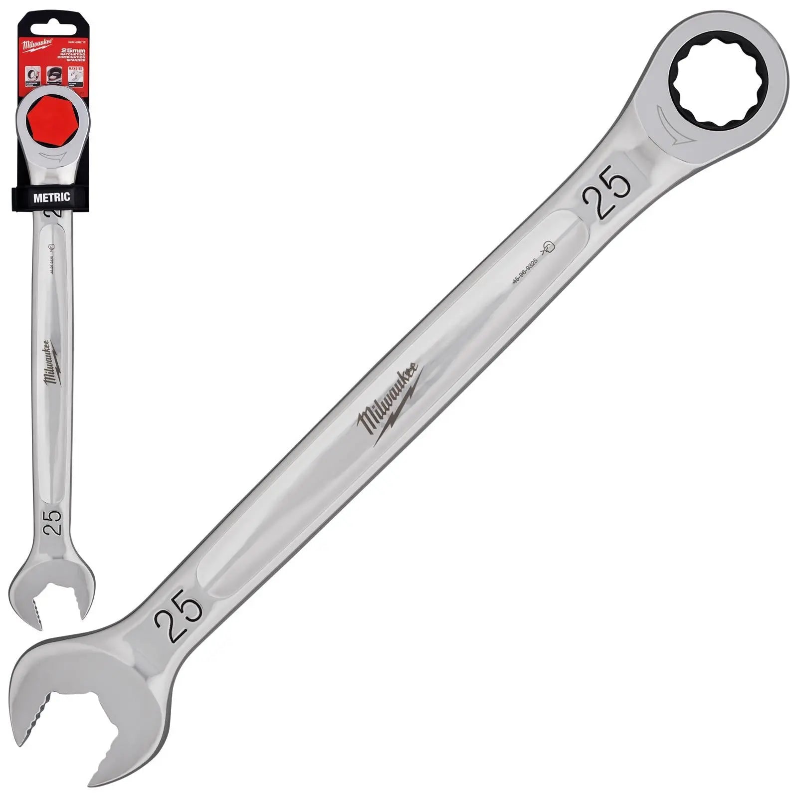Milwaukee Ratchet Combination Spanners MAX BITE Fixed Head Open End Ring - Choose Size  White Rose Tools