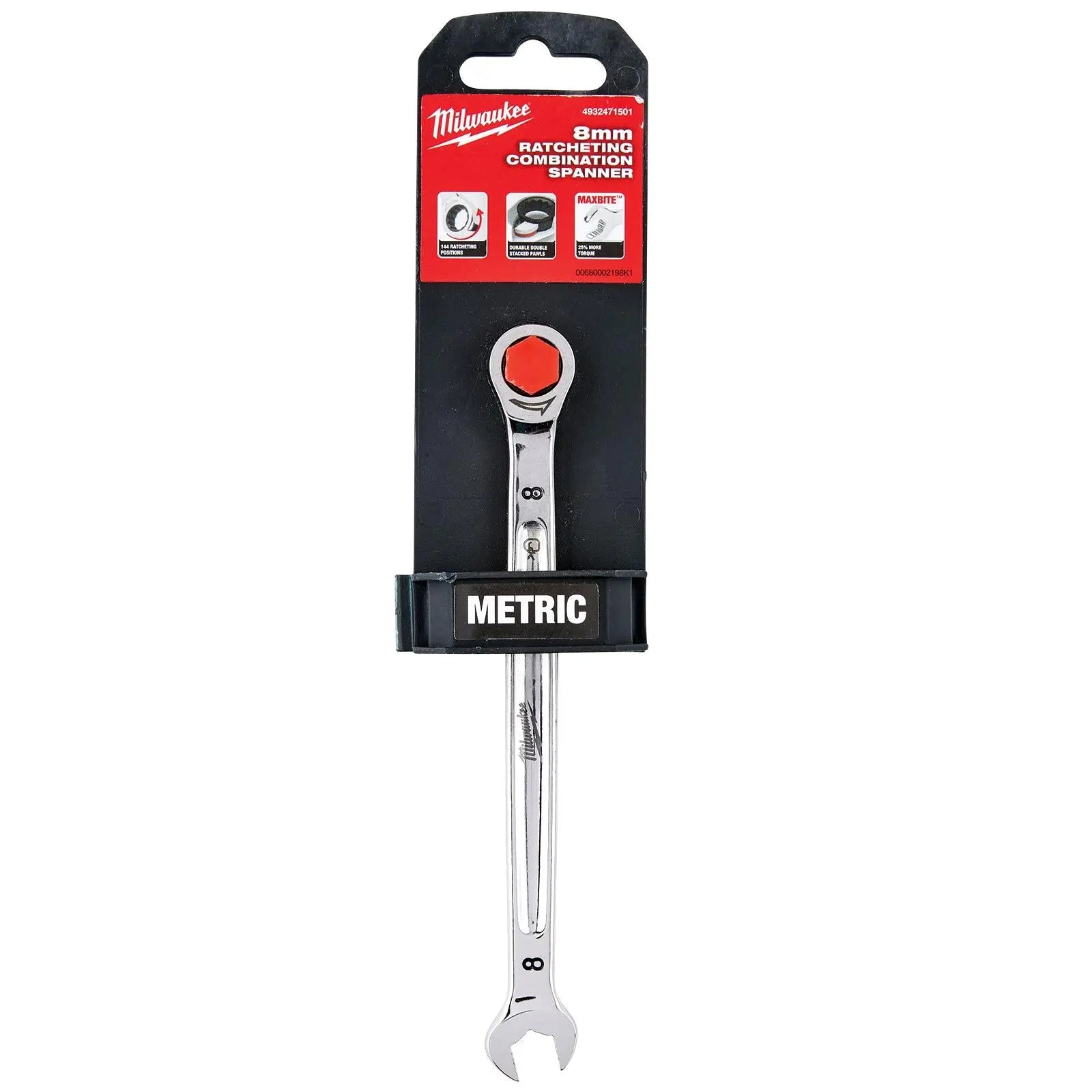 Milwaukee Ratchet Combination Spanners MAX BITE Fixed Head Open End Ring - Choose Size  White Rose Tools