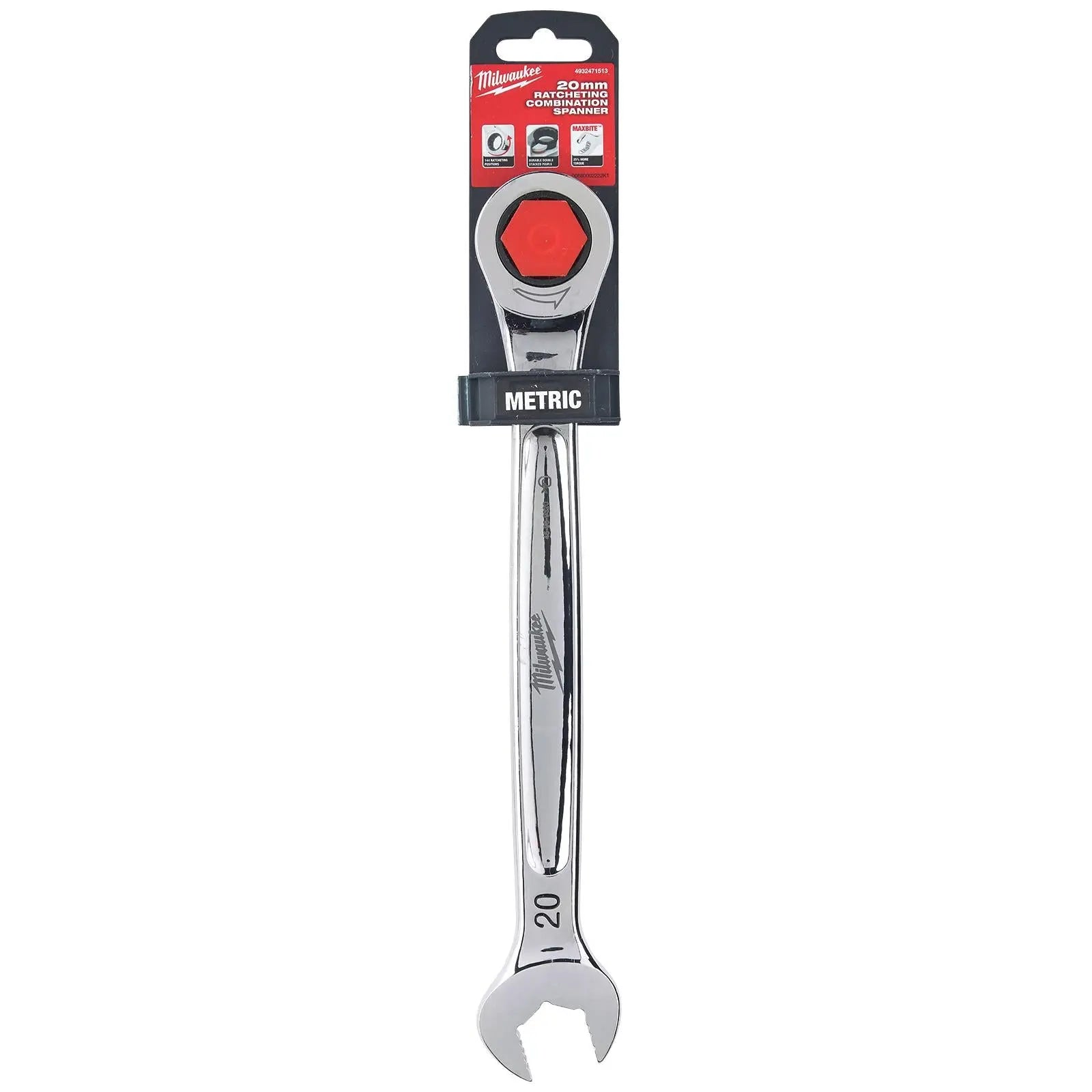 Milwaukee Ratchet Combination Spanners MAX BITE Fixed Head Open End Ring - Choose Size  White Rose Tools