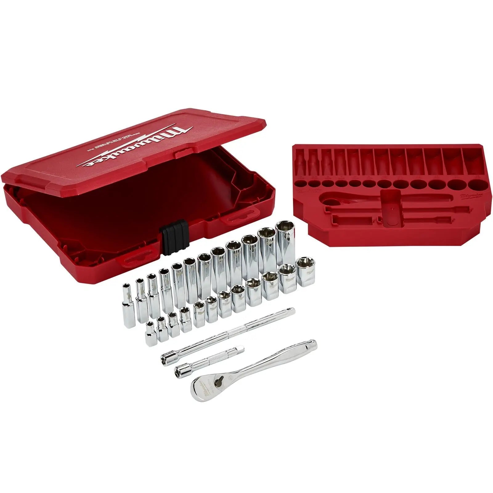 Milwaukee Ratchet Socket Set 1/4" Drive 28 Piece Metric 5-15mm 