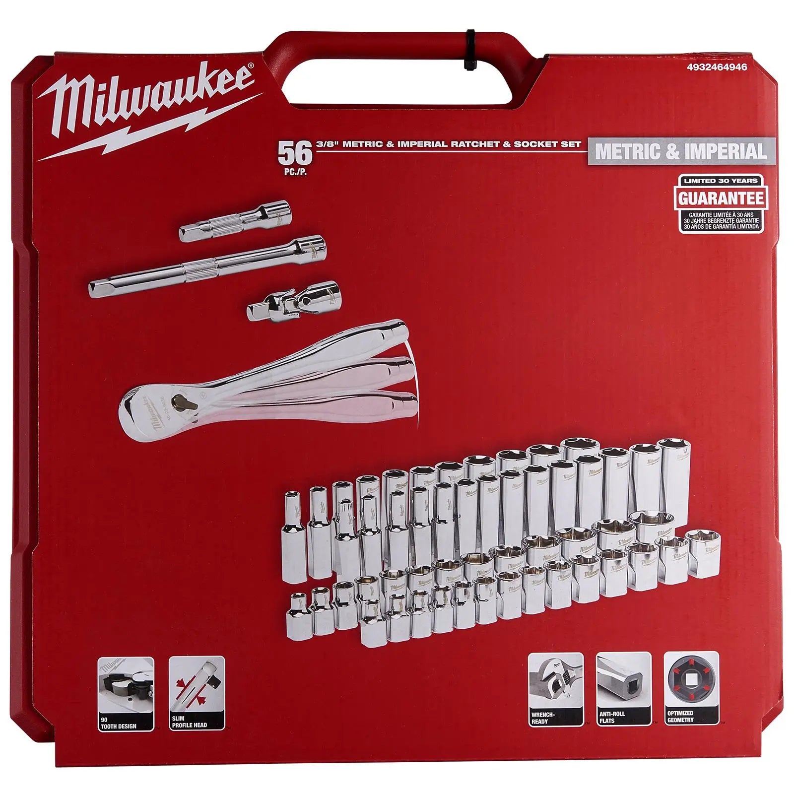 Milwaukee Ratchet Socket Set 3/8" Drive 56 Piece Metric Imperial 