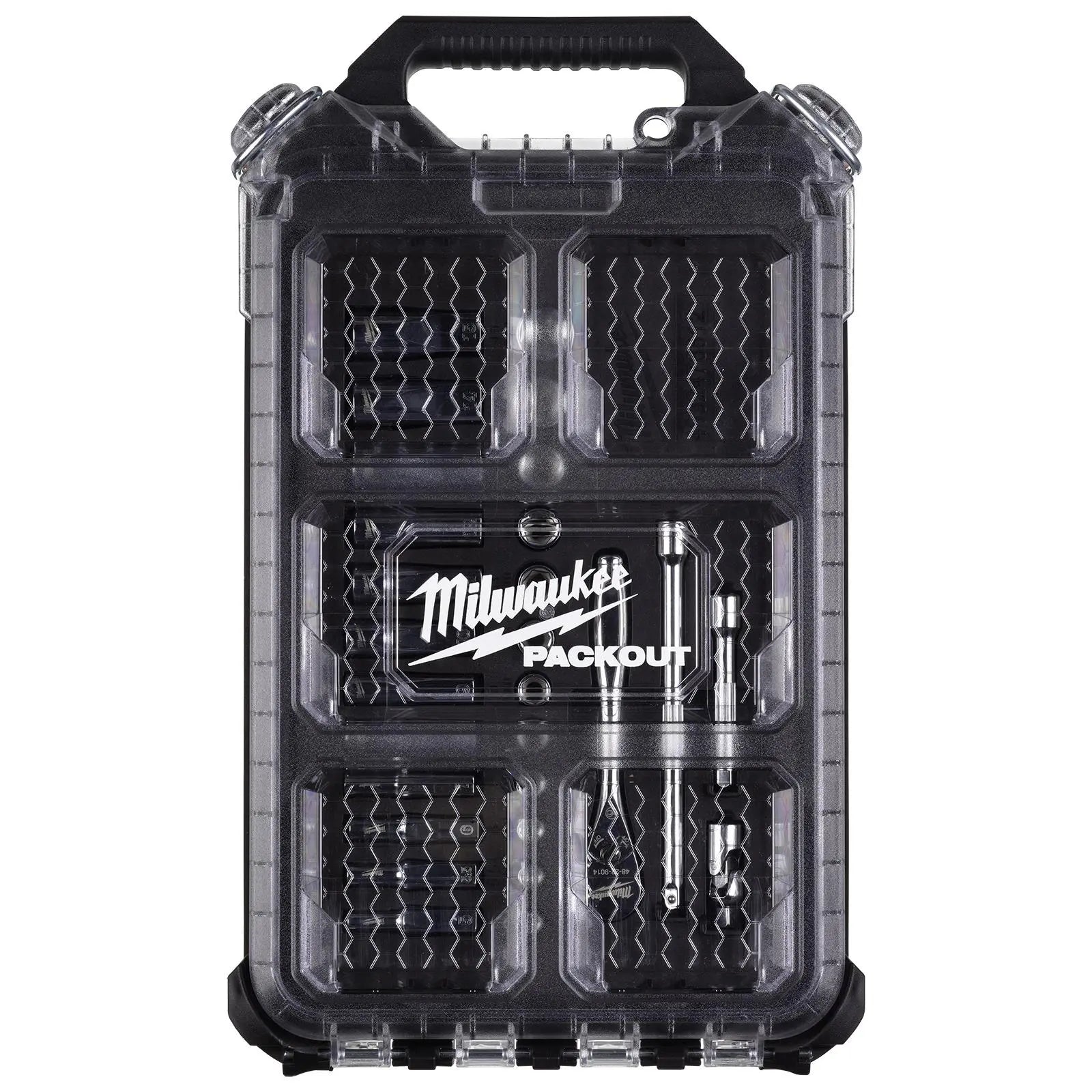 Milwaukee Ratchet and Socket Set 1/4" Drive 28 Piece Packout Compact Slim Organiser 
