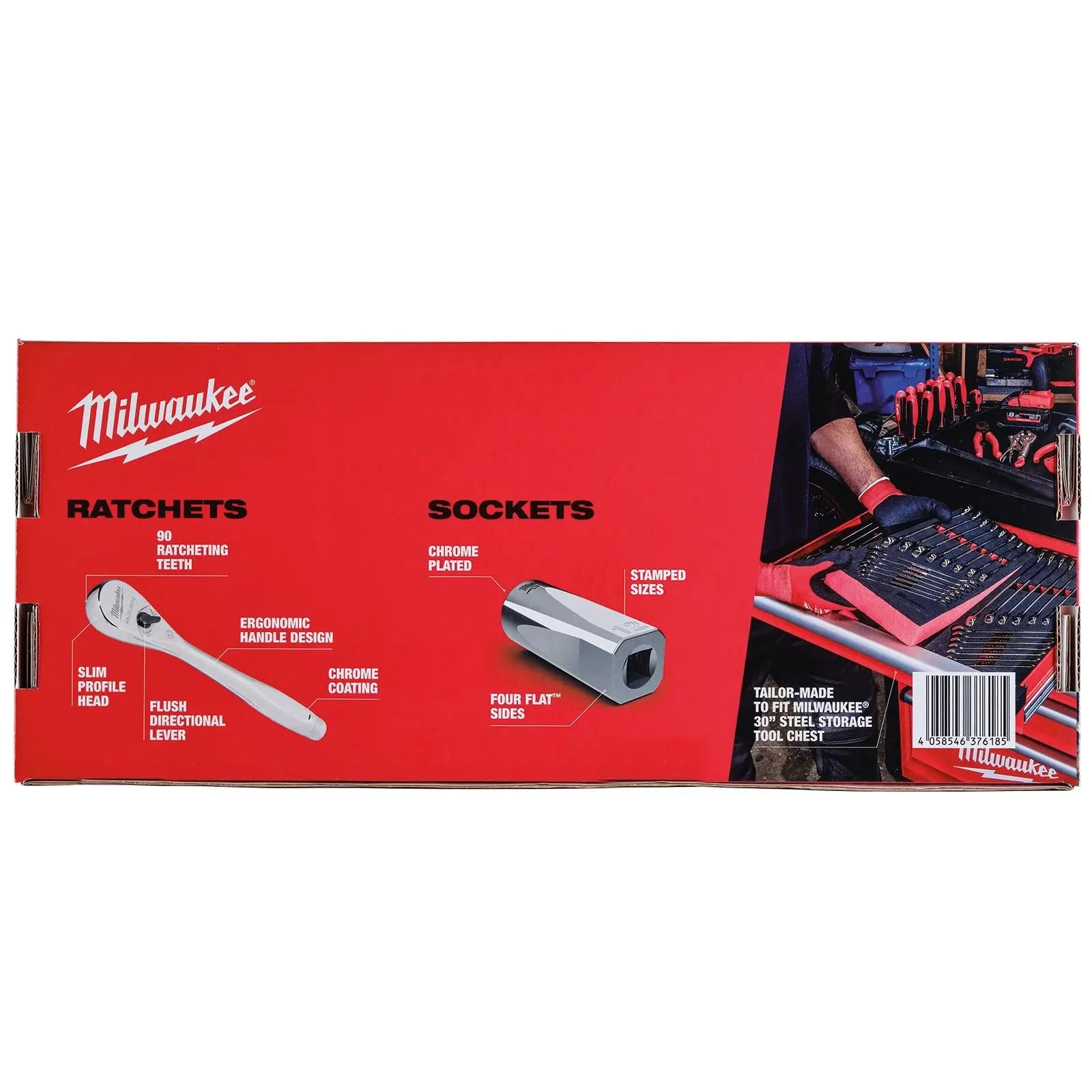 Milwaukee Ratchet and Socket Set 1/4" Drive Foam Insert Tray 28 Piece 5-15mm 