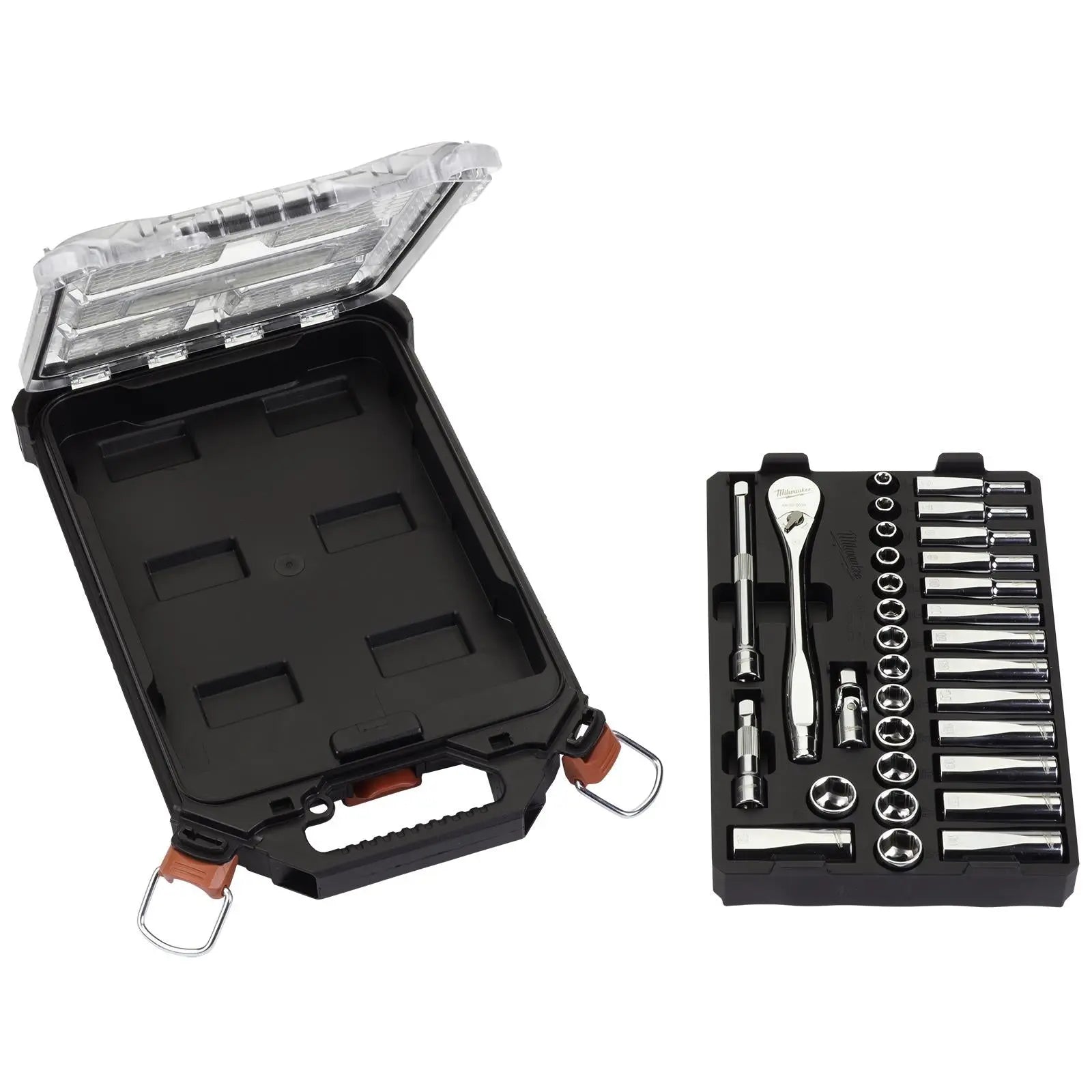 Milwaukee Ratchet and Socket Set 3/8" Drive 32 Piece Packout Compact Slim Organiser 