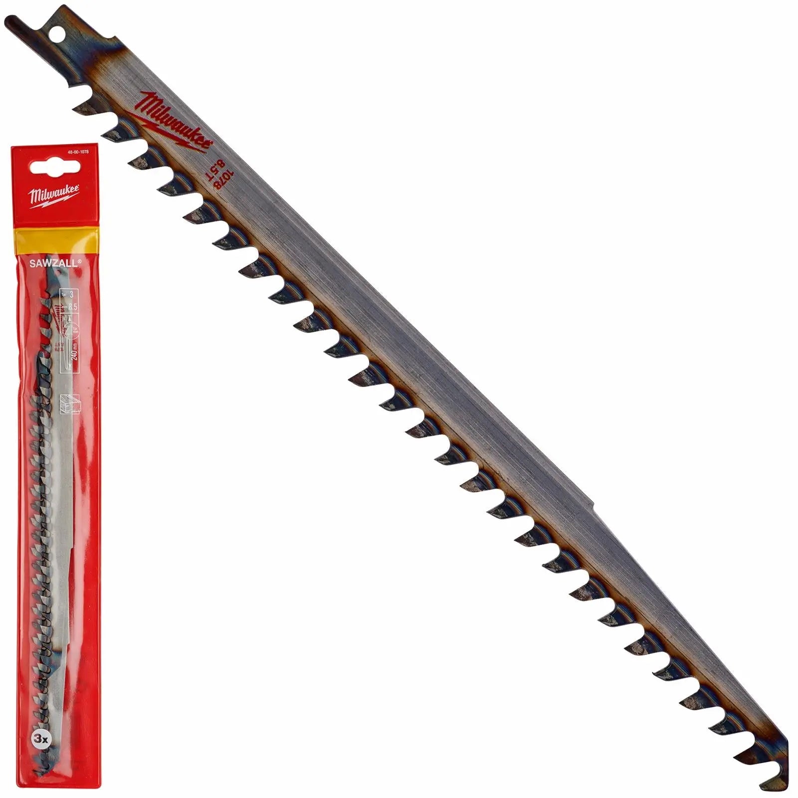 Milwaukee Reciprocating Saw Blade Sawzall 240mm 3 TPI 3 Pack Wood S1542K 