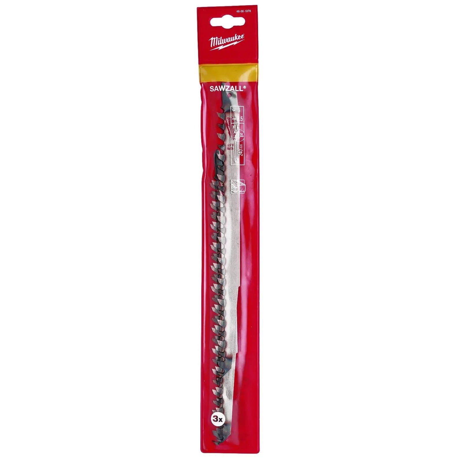 Milwaukee Reciprocating Saw Blade Sawzall 240mm 3 TPI 3 Pack Wood S1542K 