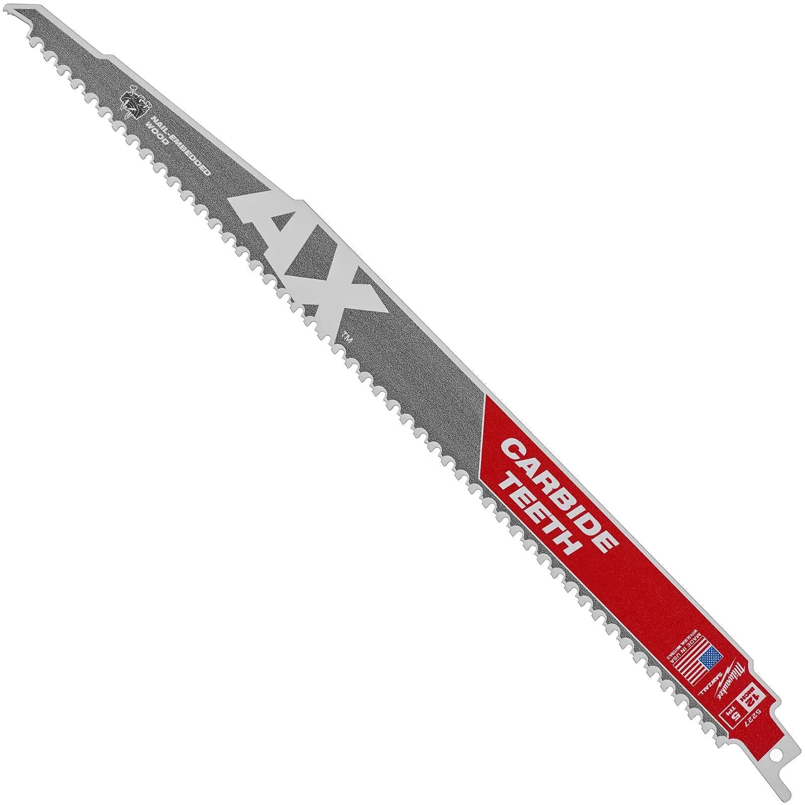 Milwaukee Reciprocating Saw Blade Sawzall 300mm AX Carbide Teeth Wood with Nails 