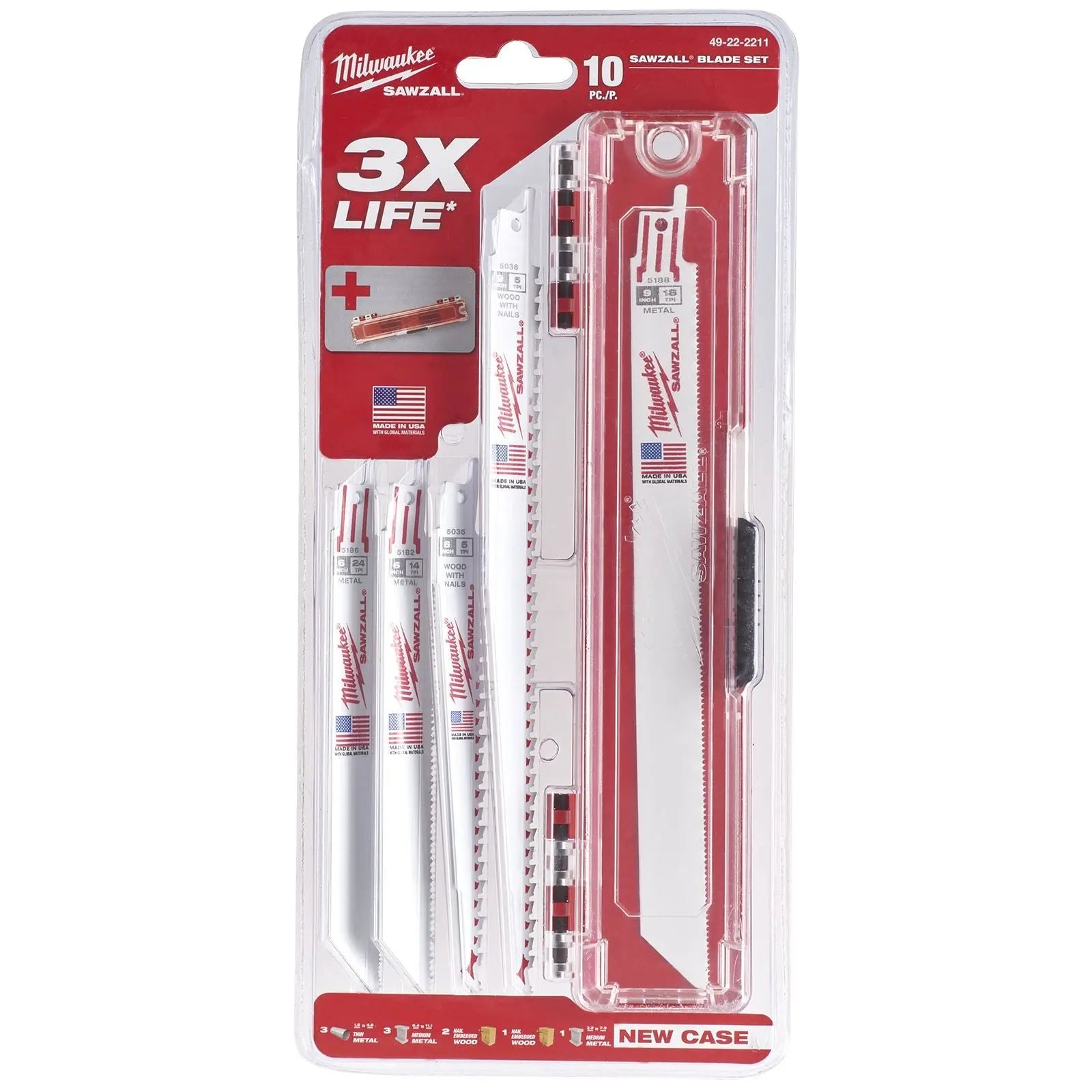 Milwaukee SAWZALL Reciprocating Saw Blade Set 10 Piece in Case for Wood and Metal 