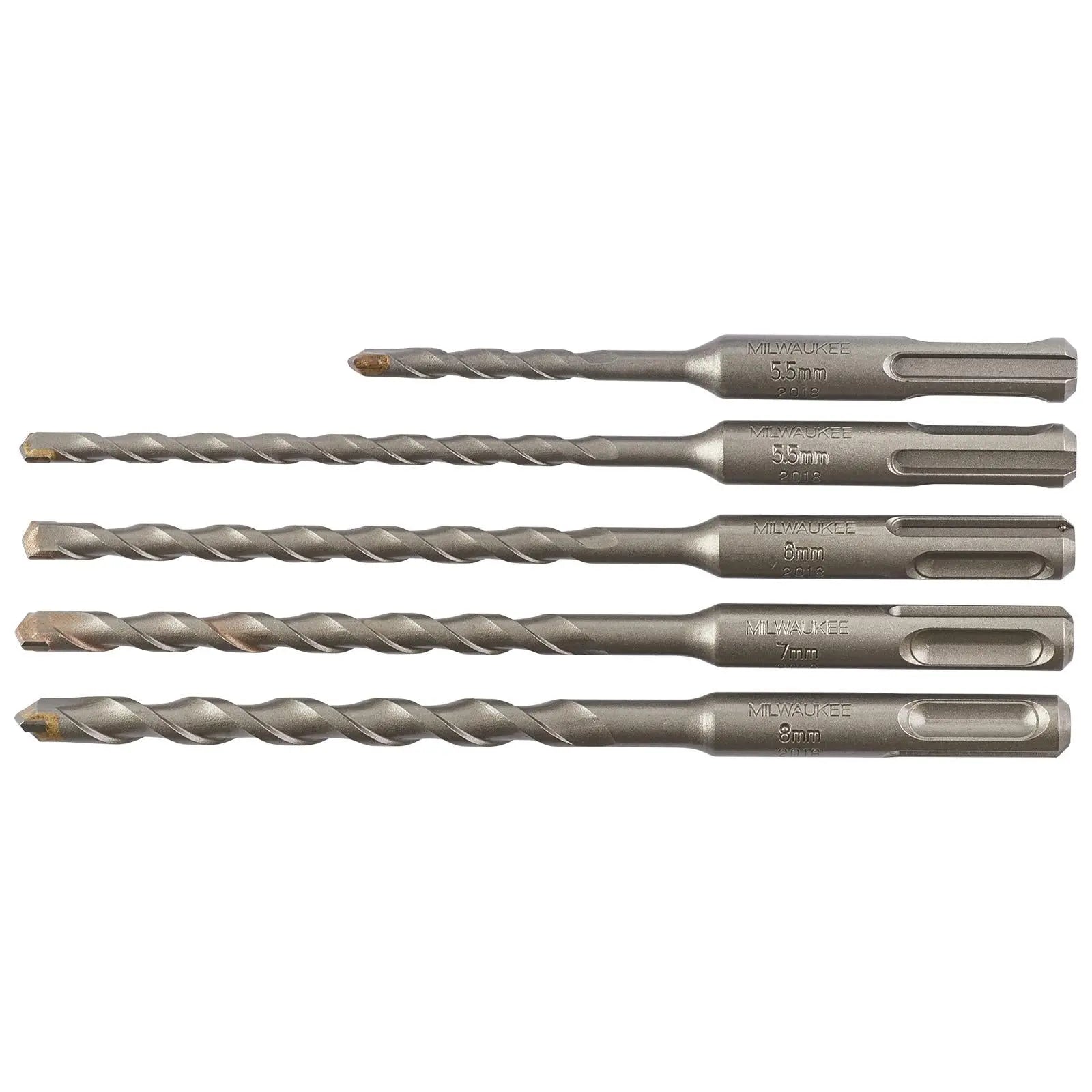 Milwaukee SDS Plus Contractor Hammer Drill Bit Set 2 Cut 5 Piece 5.5-8mm 