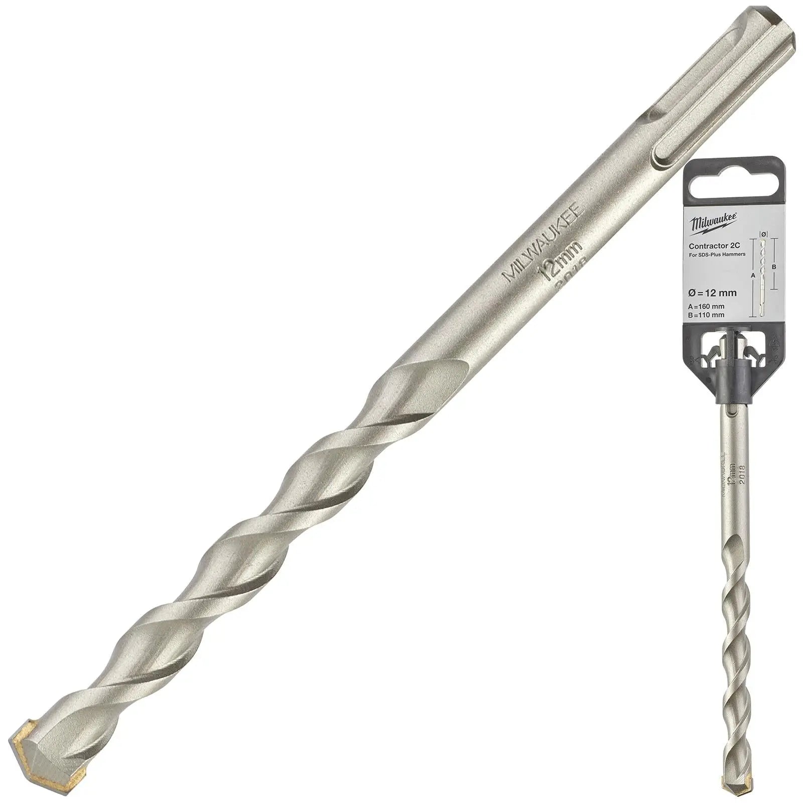 Milwaukee SDS Plus Contractor Hammer Drill Bits 2 Cut 