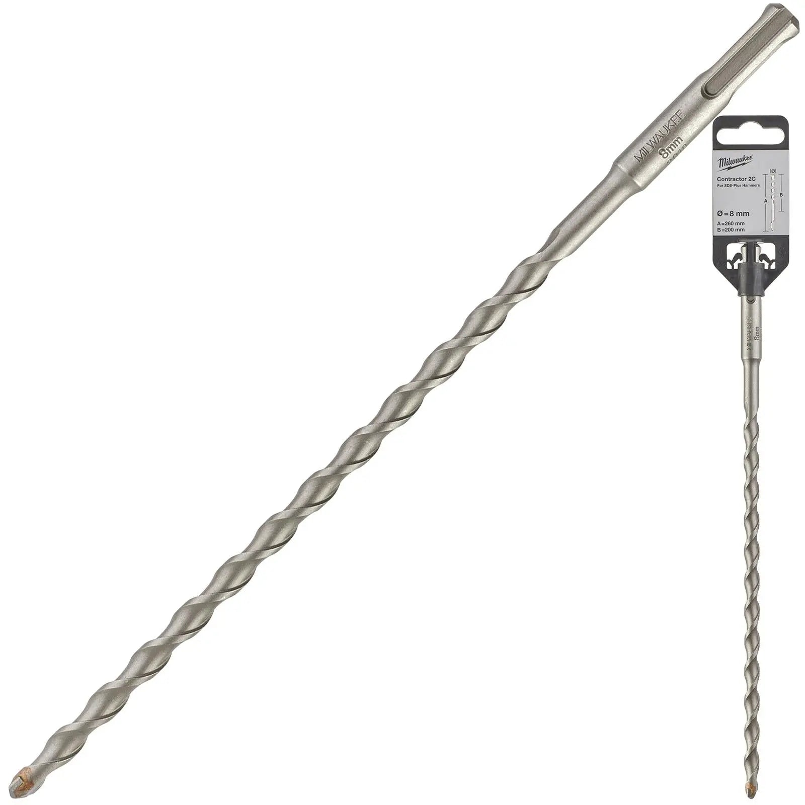 Milwaukee SDS Plus Contractor Hammer Drill Bits 2 Cut 