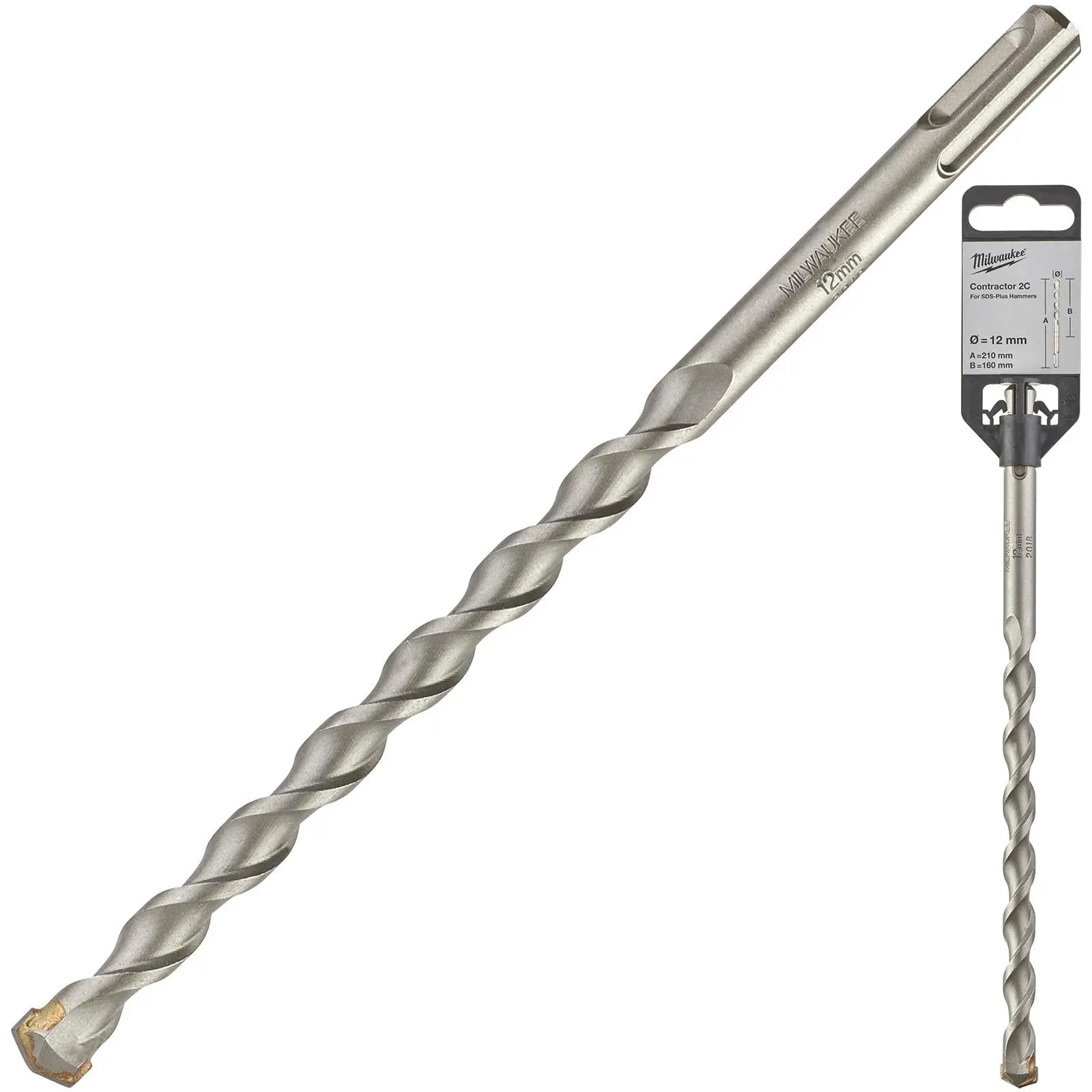 Milwaukee SDS Plus Contractor Hammer Drill Bits 2 Cut 