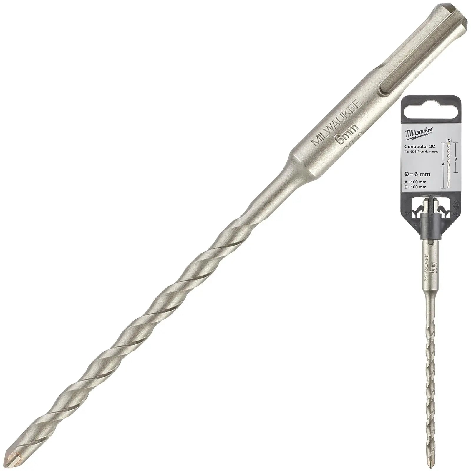 Milwaukee SDS Plus Contractor Hammer Drill Bits 2 Cut 