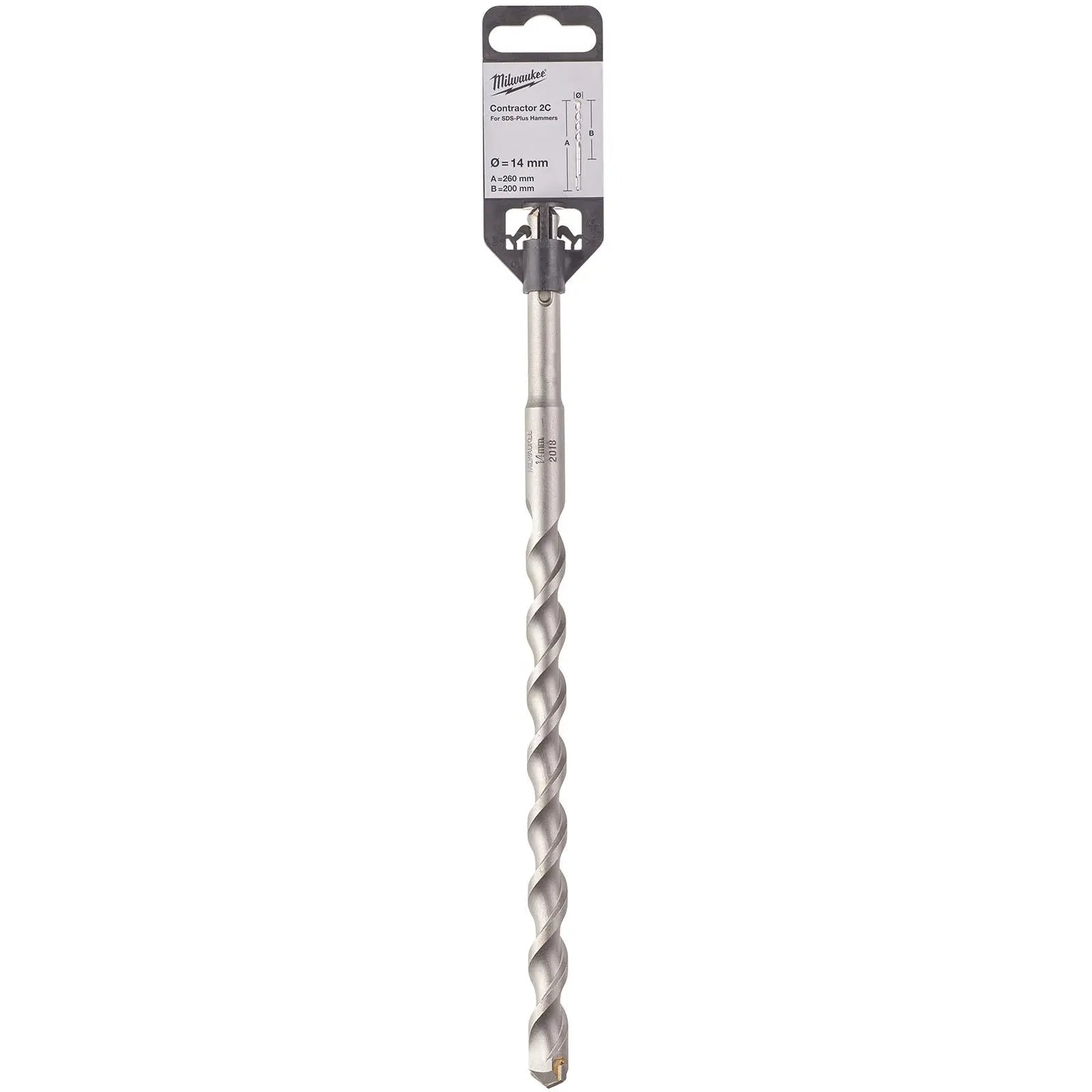 Milwaukee SDS Plus Contractor Hammer Drill Bits 2 Cut 