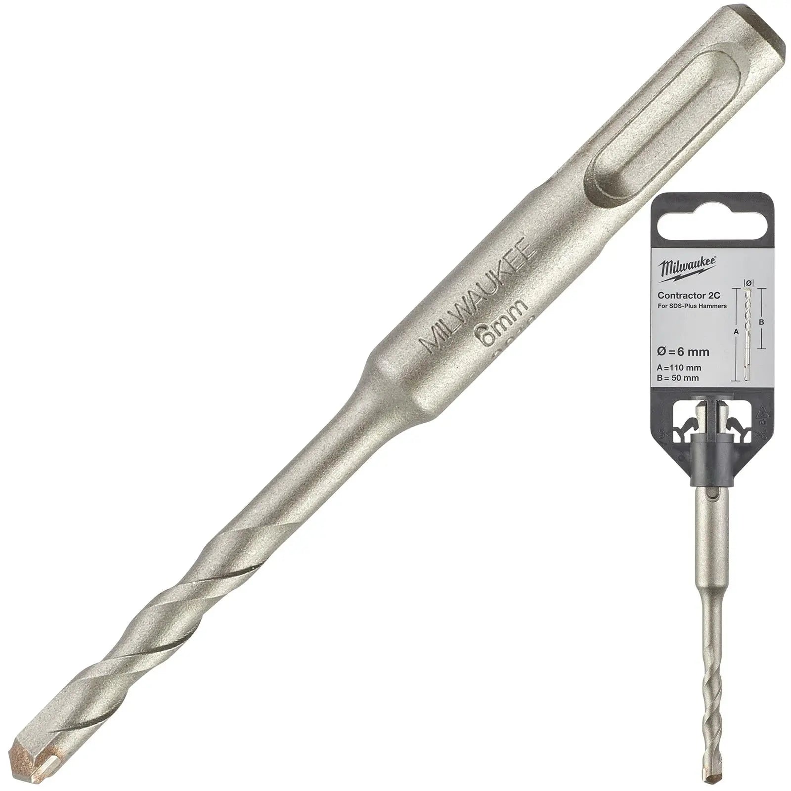 Milwaukee SDS Plus Contractor Hammer Drill Bits 2 Cut 