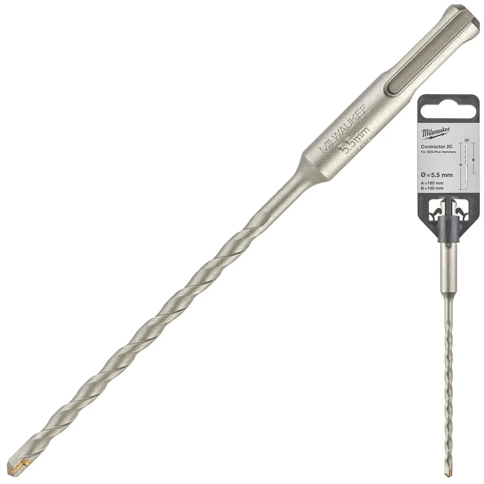 Milwaukee SDS Plus Contractor Hammer Drill Bits 2 Cut 
