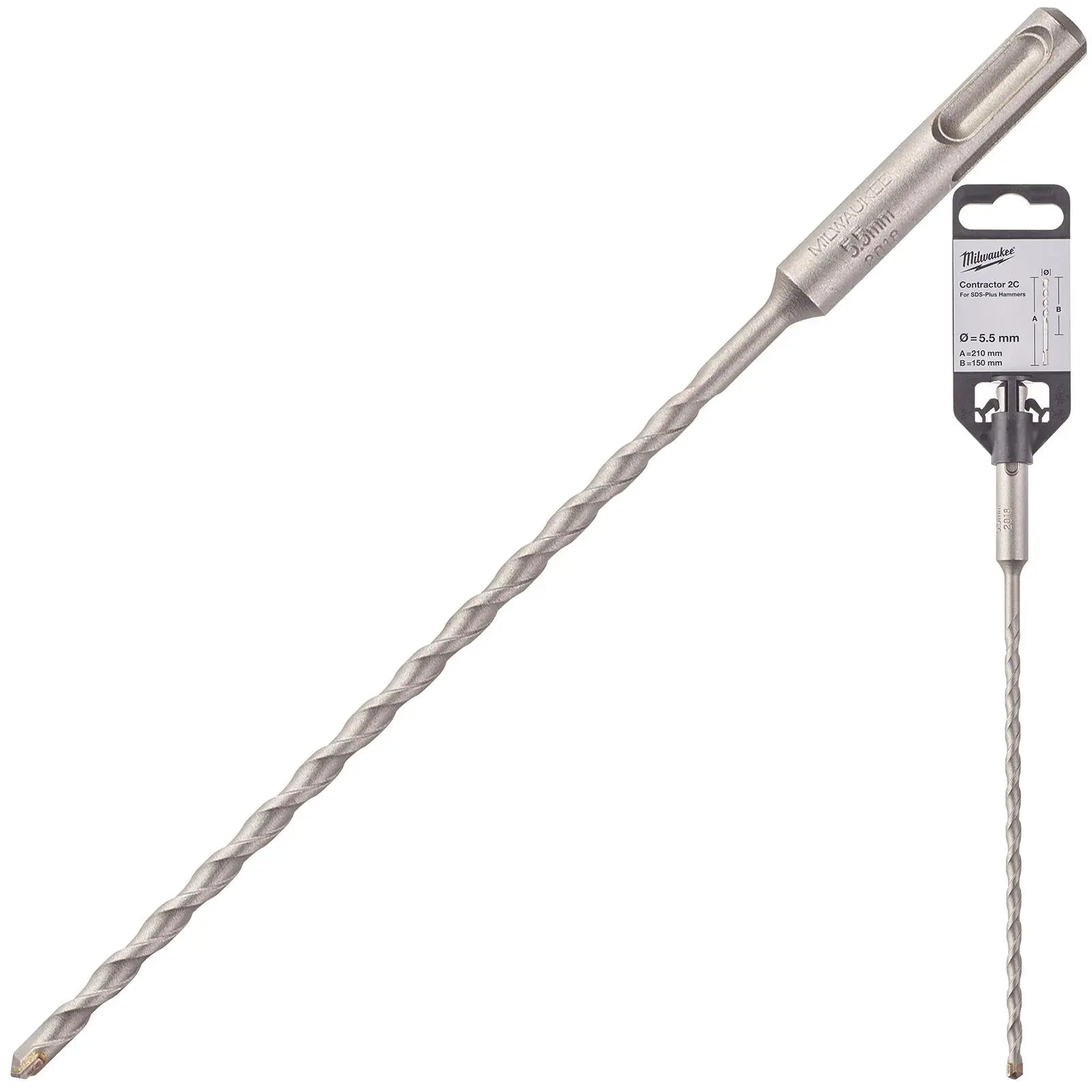 Milwaukee SDS Plus Contractor Hammer Drill Bits 2 Cut 