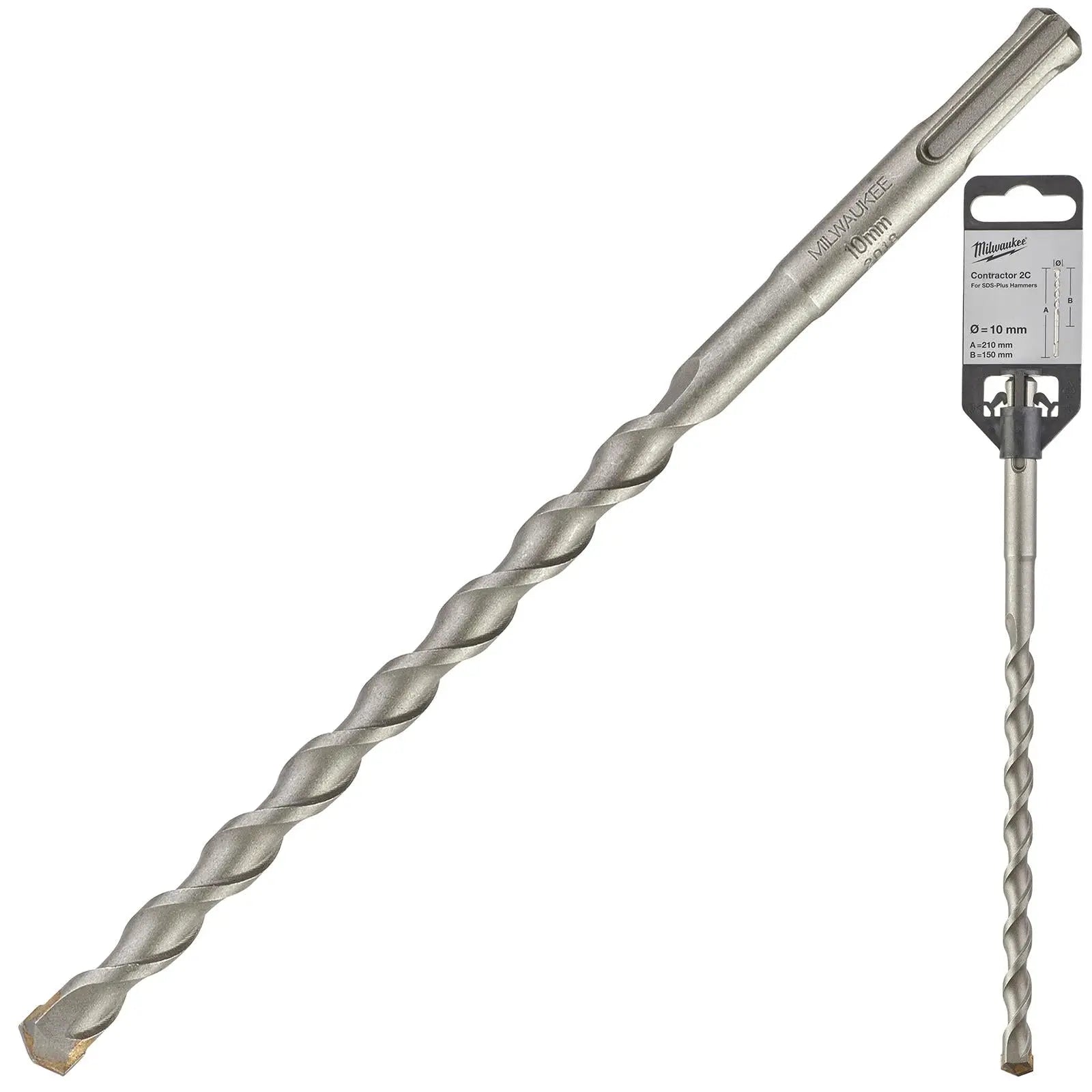Milwaukee SDS Plus Contractor Hammer Drill Bits 2 Cut 