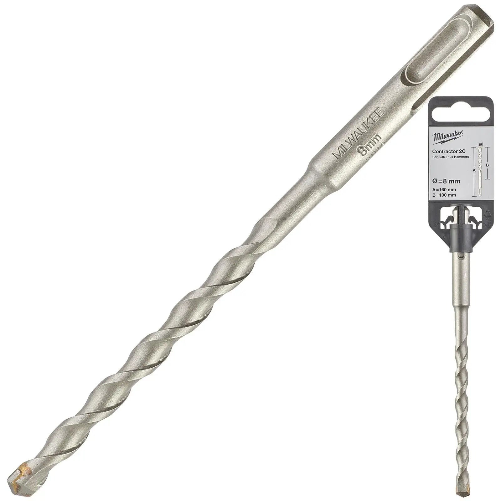 Milwaukee SDS Plus Contractor Hammer Drill Bits 2 Cut 