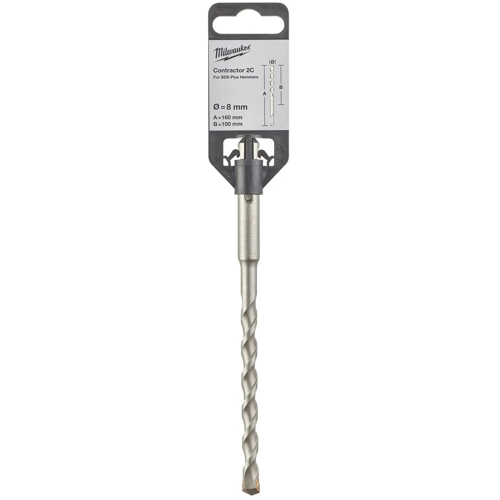 Milwaukee SDS Plus Contractor Hammer Drill Bits 2 Cut 