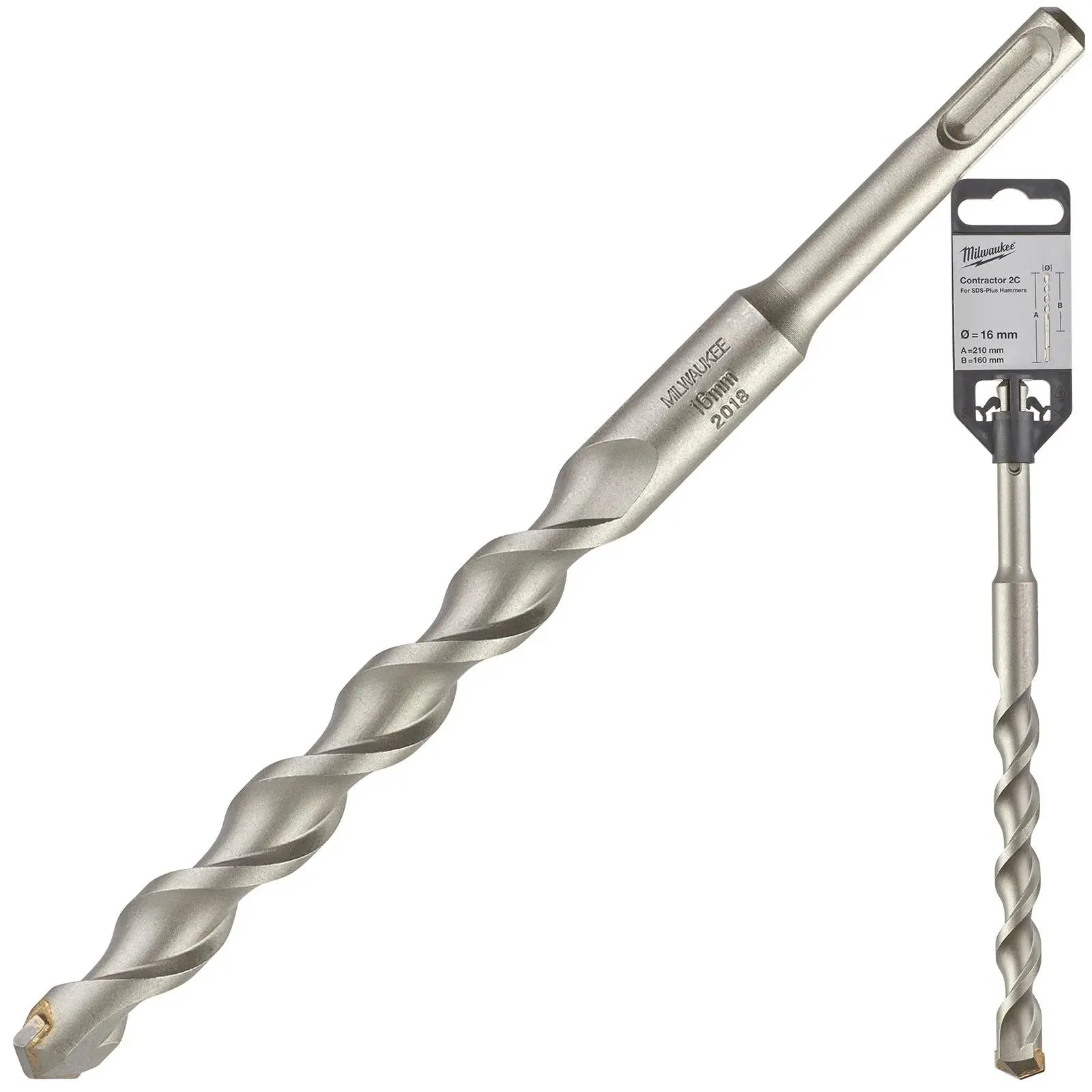 Milwaukee SDS Plus Contractor Hammer Drill Bits 2 Cut 