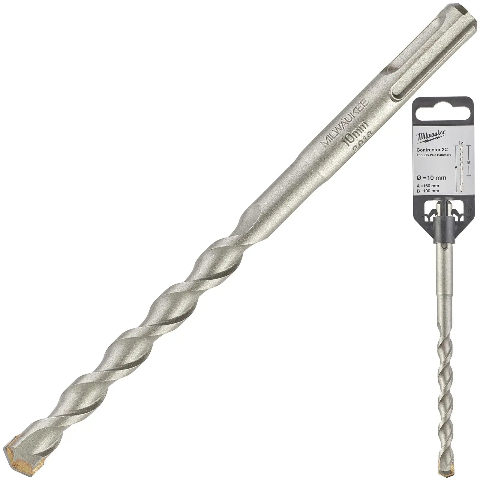 Milwaukee SDS Plus Contractor Hammer Drill Bits 2 Cut 