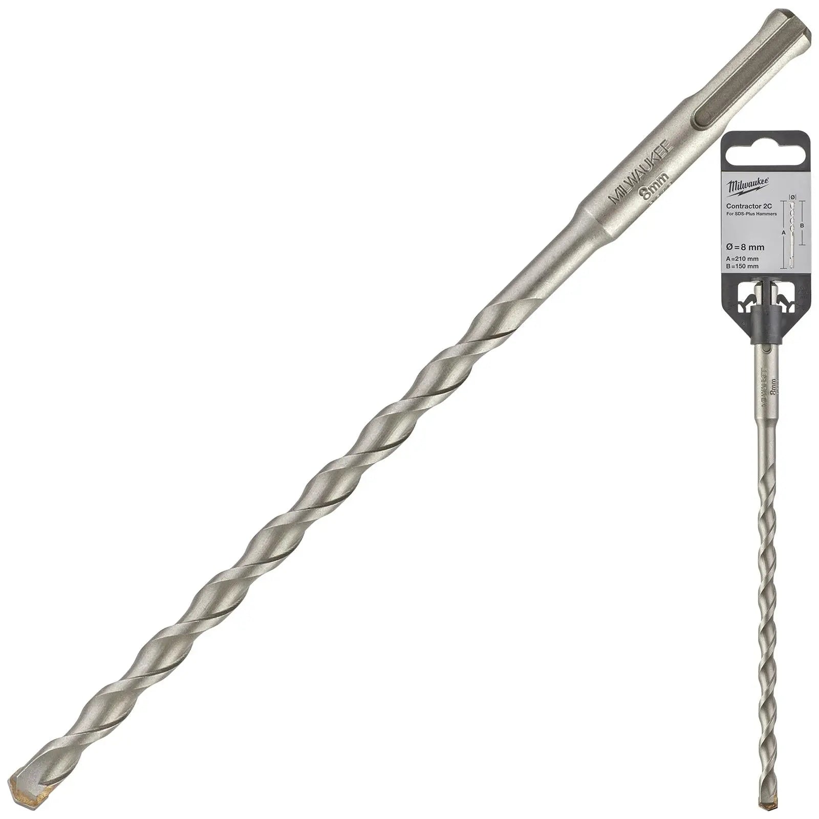 Milwaukee SDS Plus Contractor Hammer Drill Bits 2 Cut 