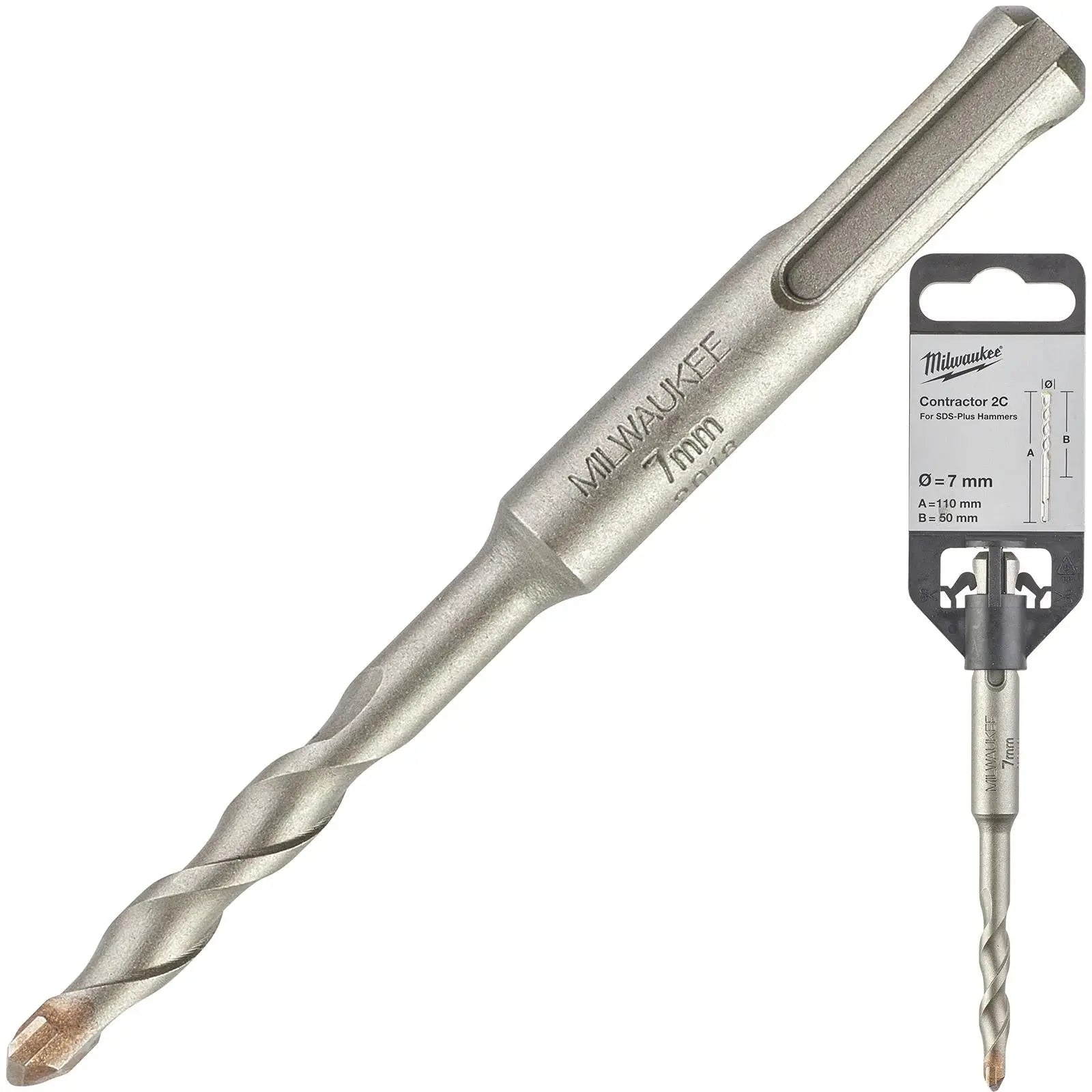 Milwaukee SDS Plus Contractor Hammer Drill Bits 2 Cut 