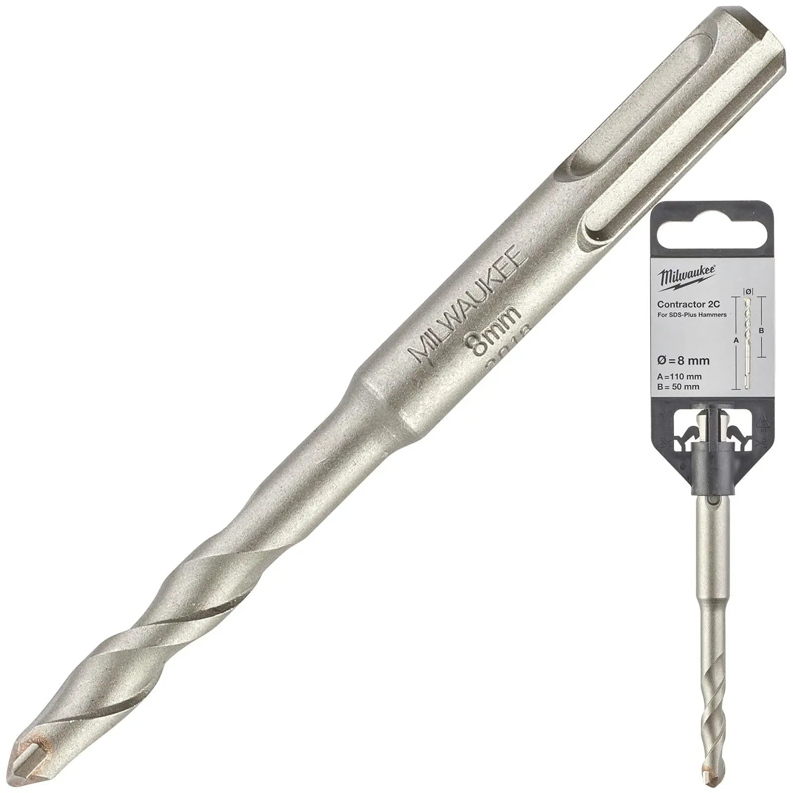 Milwaukee SDS Plus Contractor Hammer Drill Bits 2 Cut 