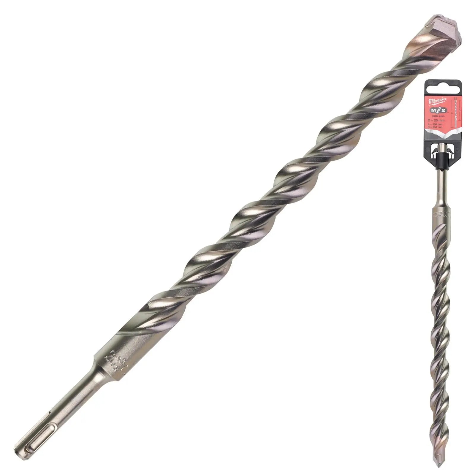 Milwaukee SDS Plus M2 Hammer Drill Bits 2 Cut 3-26 mm Diameter 